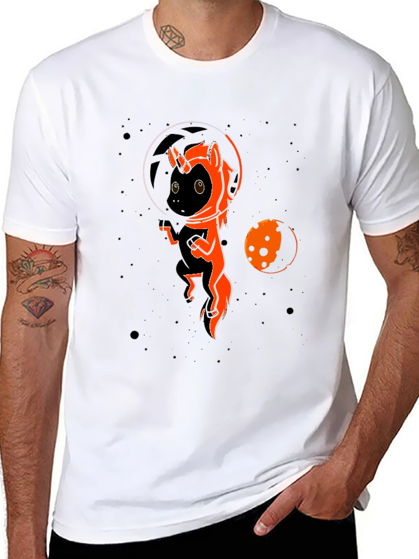 Space Unicorn Black T-Shirt