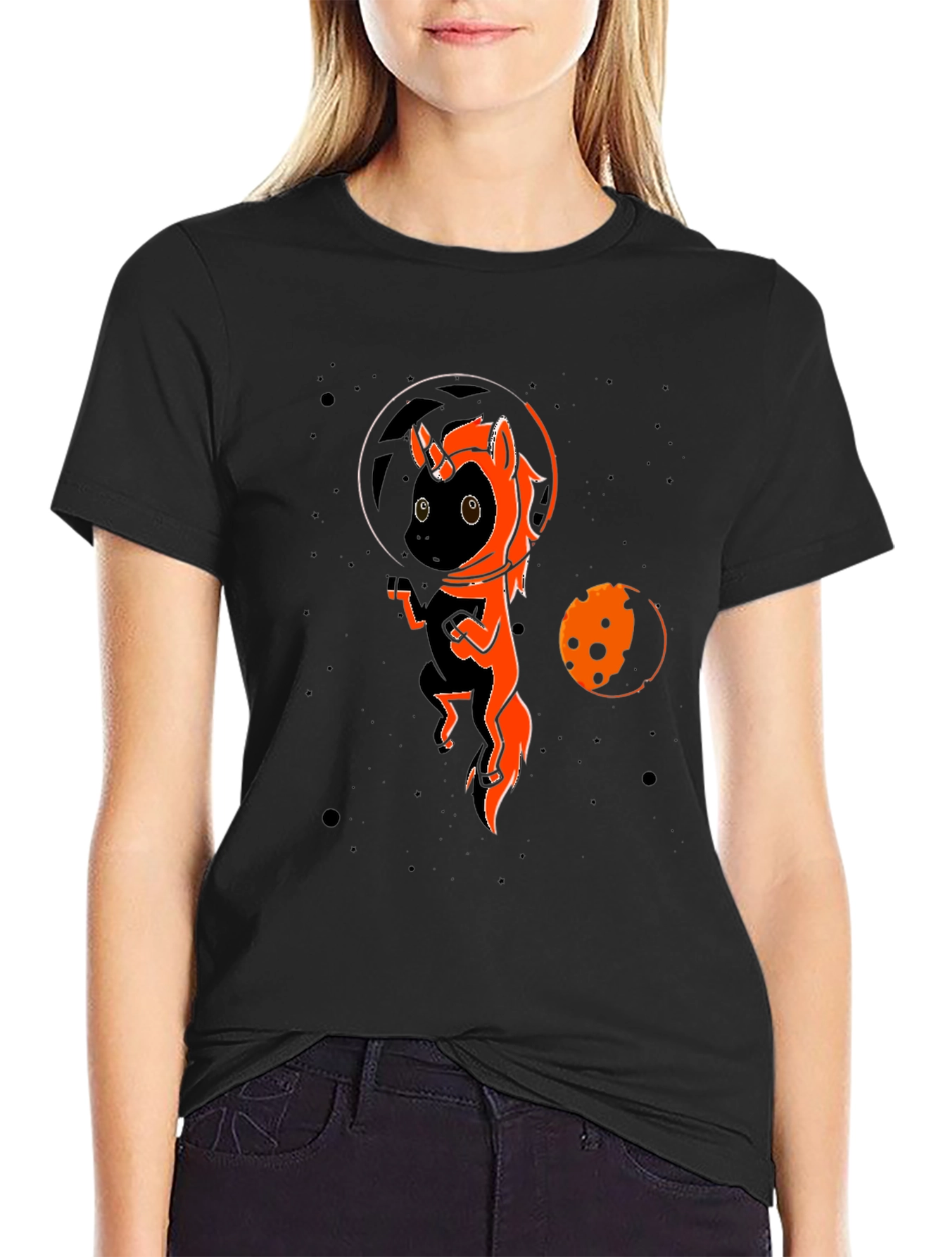 Space Unicorn Black T-Shirt