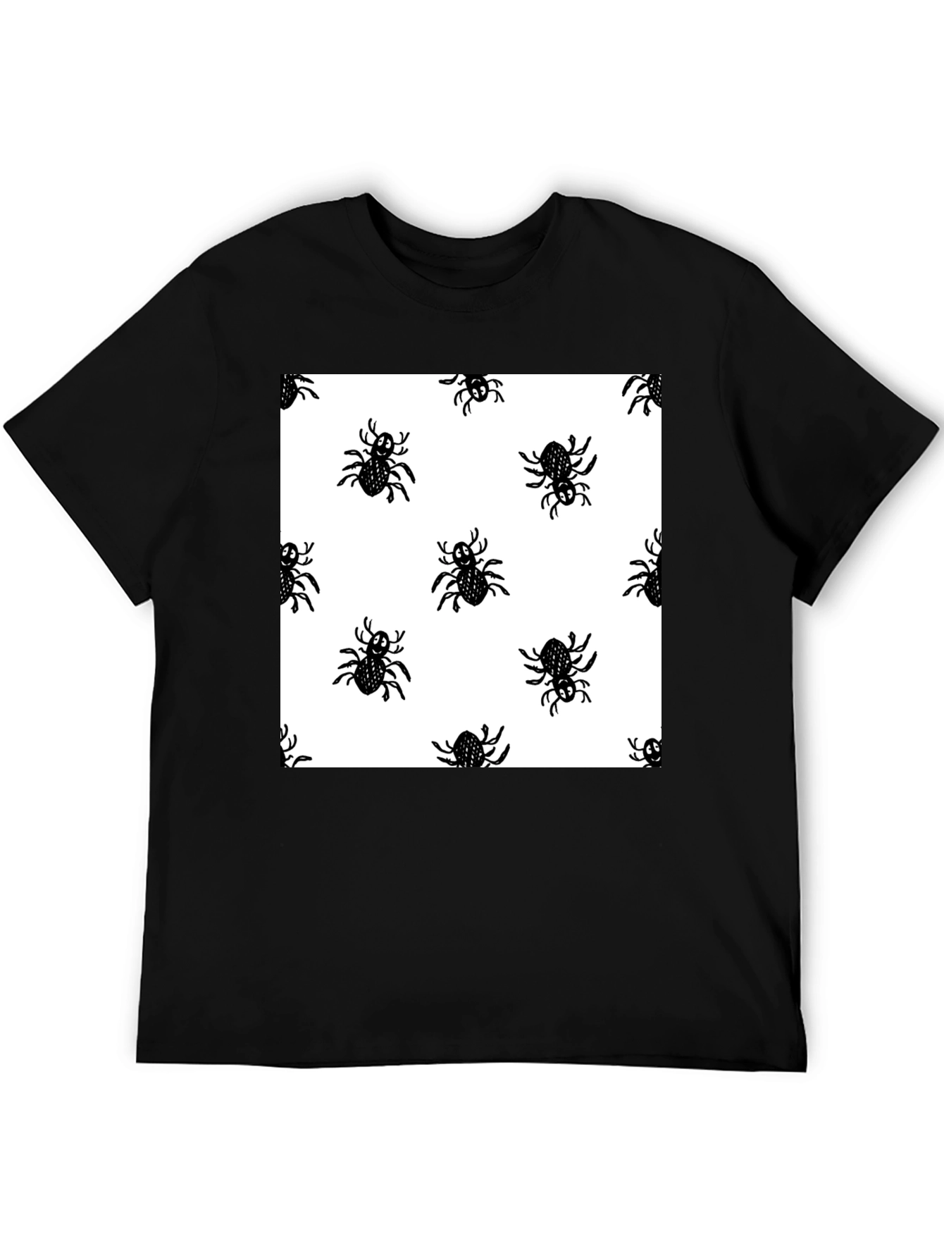 Spider Pattern Black T-Shirt - Halloween Fun!