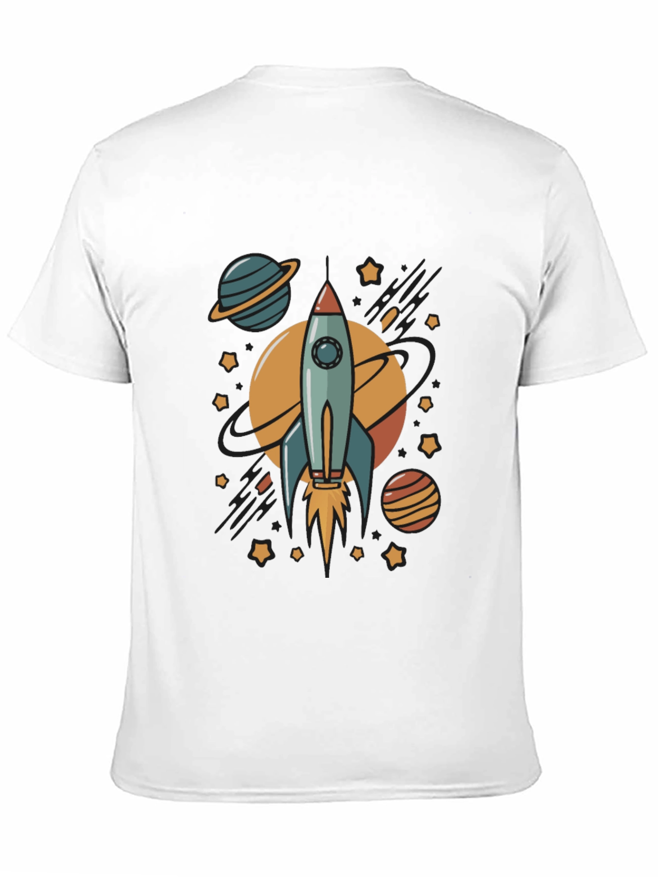 Rocket & Planets Graphic Black T-Shirt