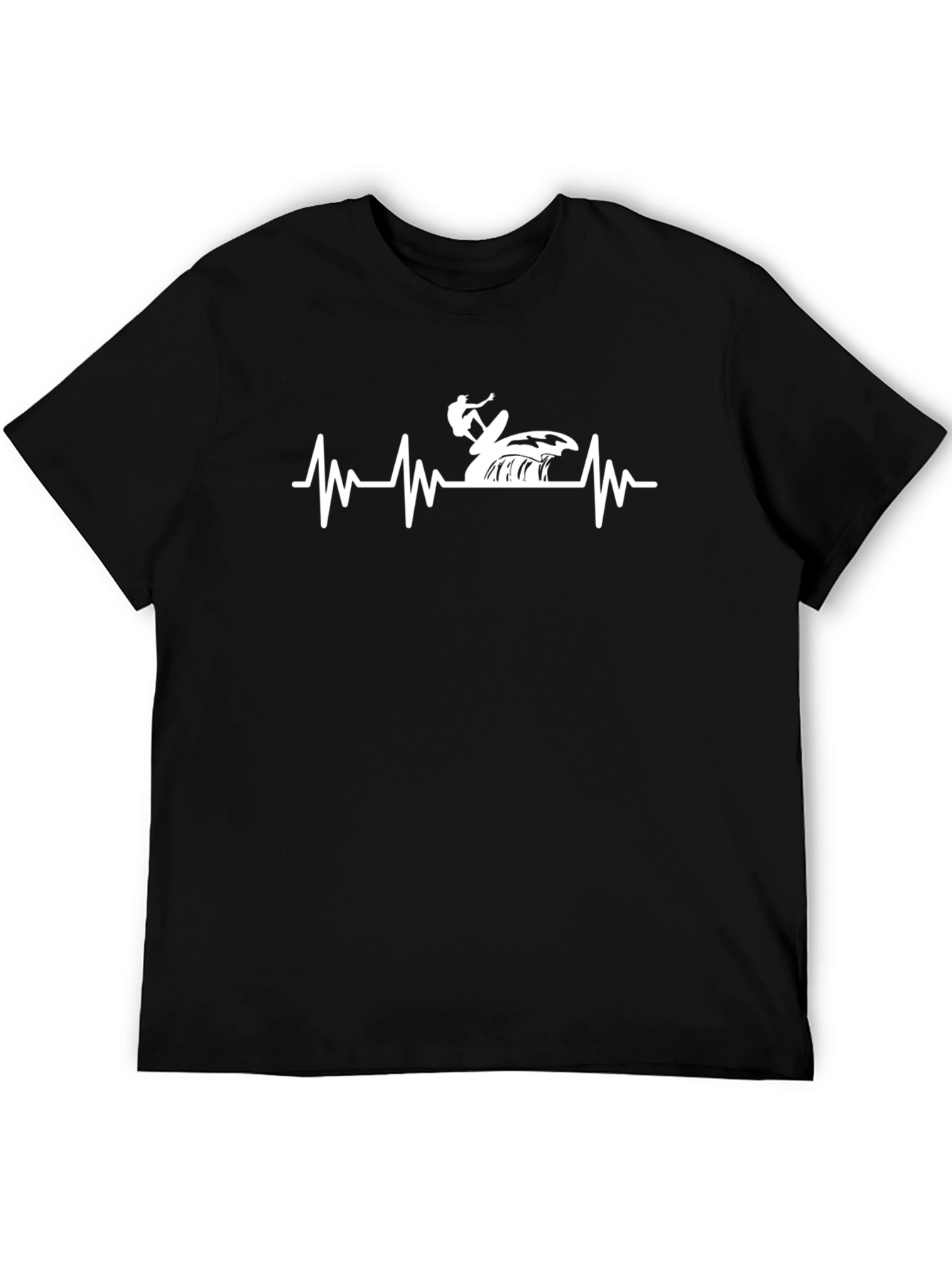 Surfing Heartbeat T-Shirt - Black