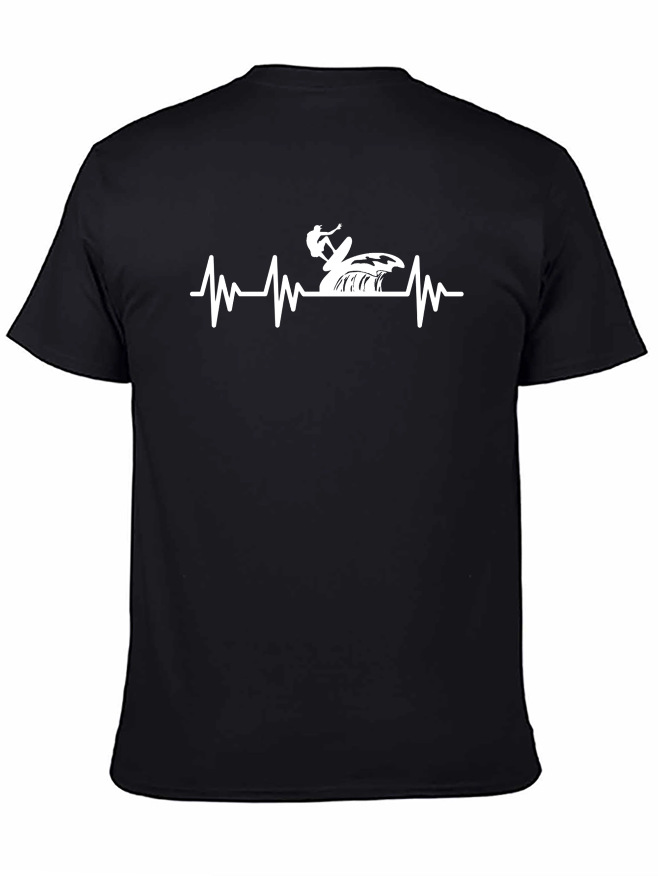 Surfing Heartbeat T-Shirt - Black