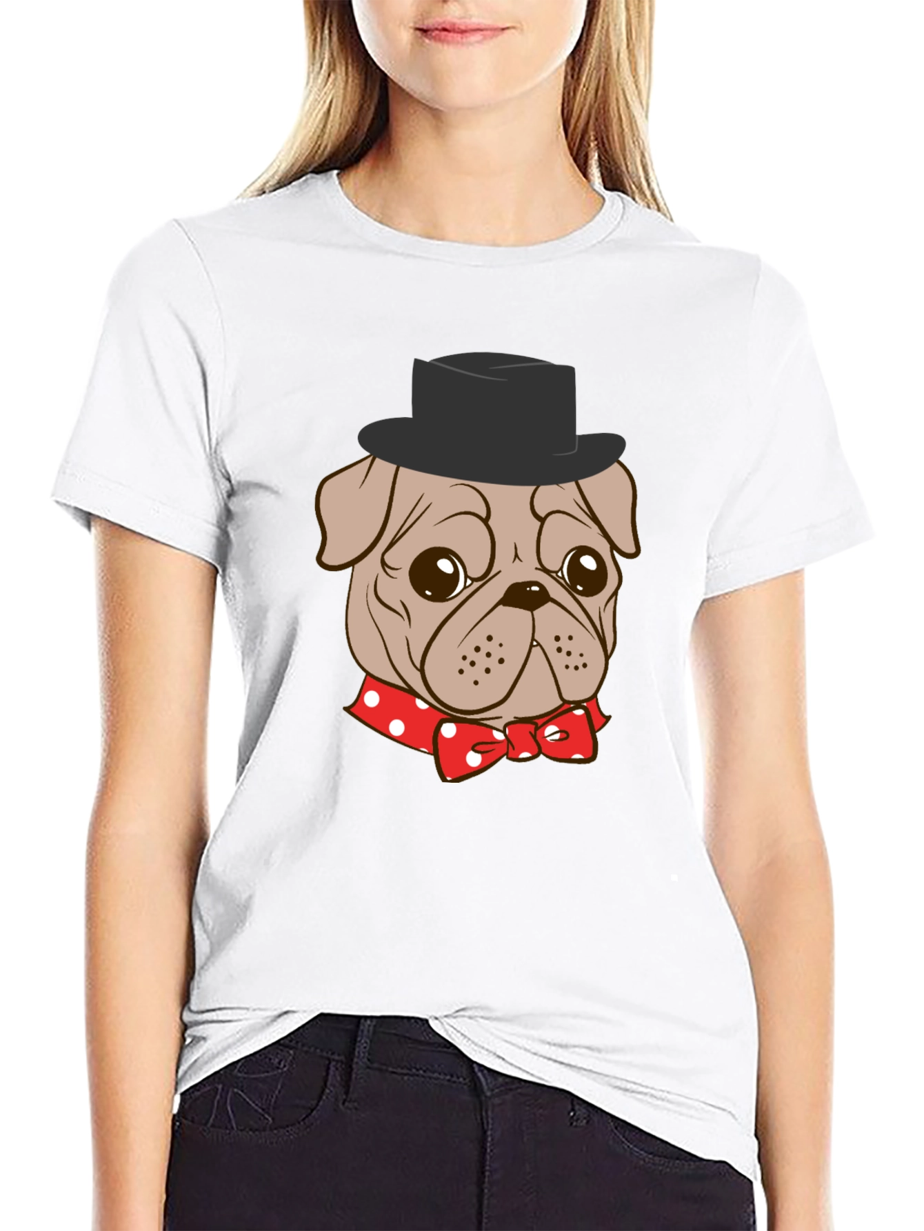 Pug in Top Hat Graphic T-Shirt