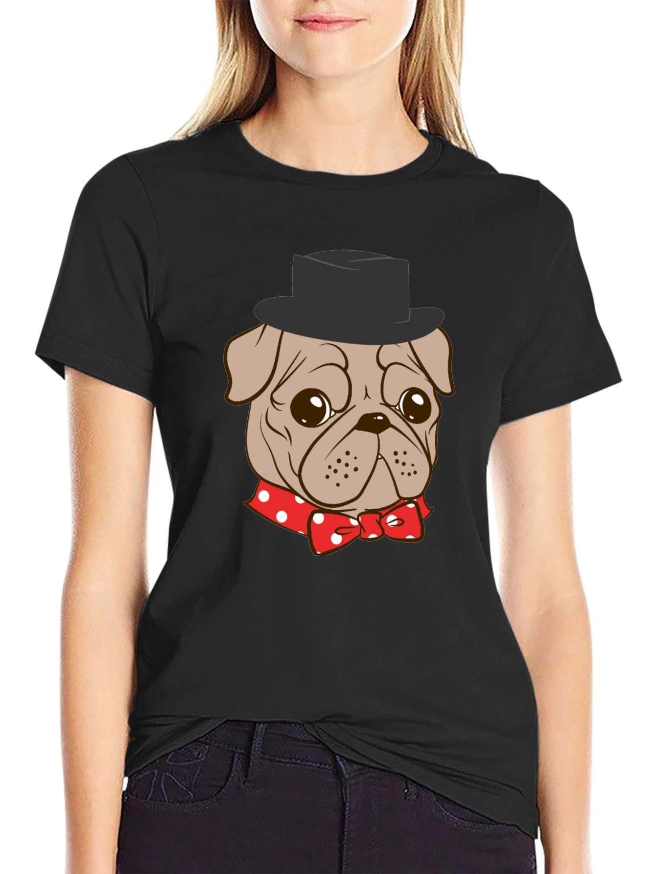 Pug in Top Hat Graphic T-Shirt