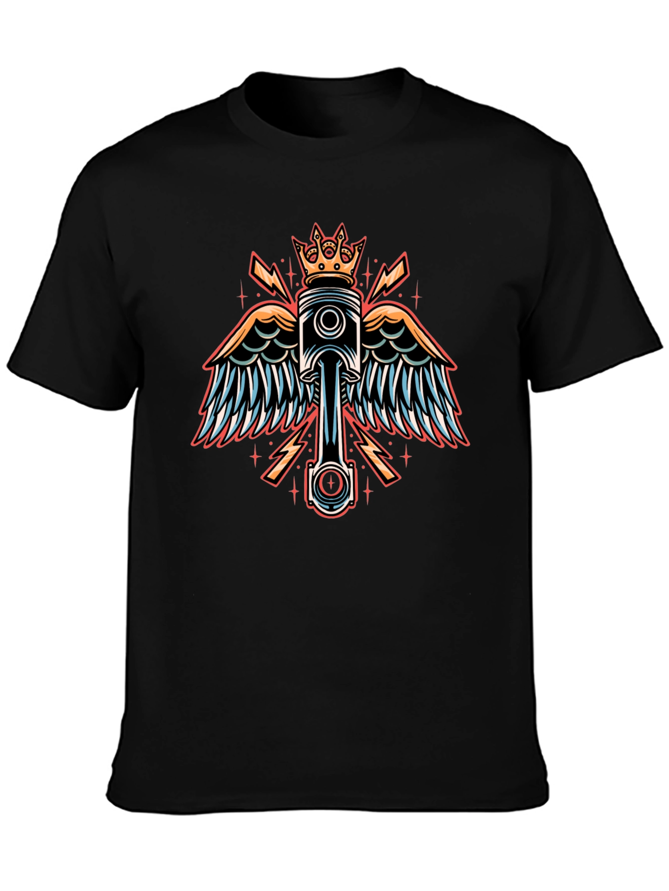 Winged Piston Crown Graphic Tee - Black