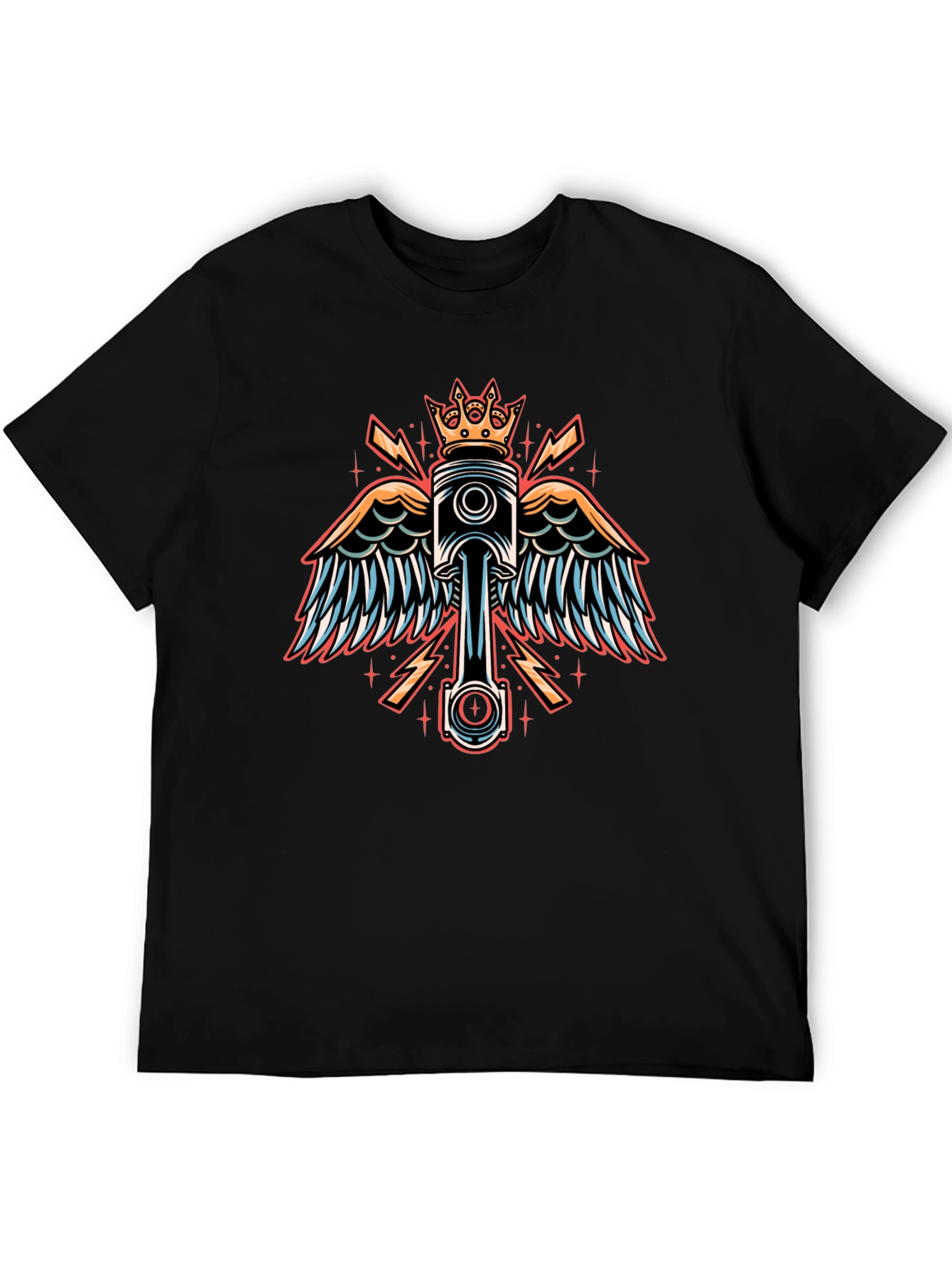 Winged Piston Crown Graphic Tee - Black