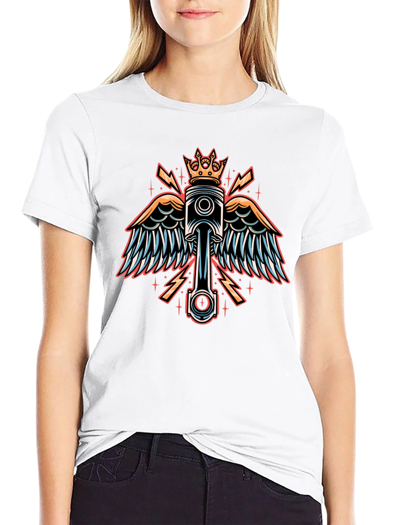 Winged Piston Crown Graphic Tee - Black