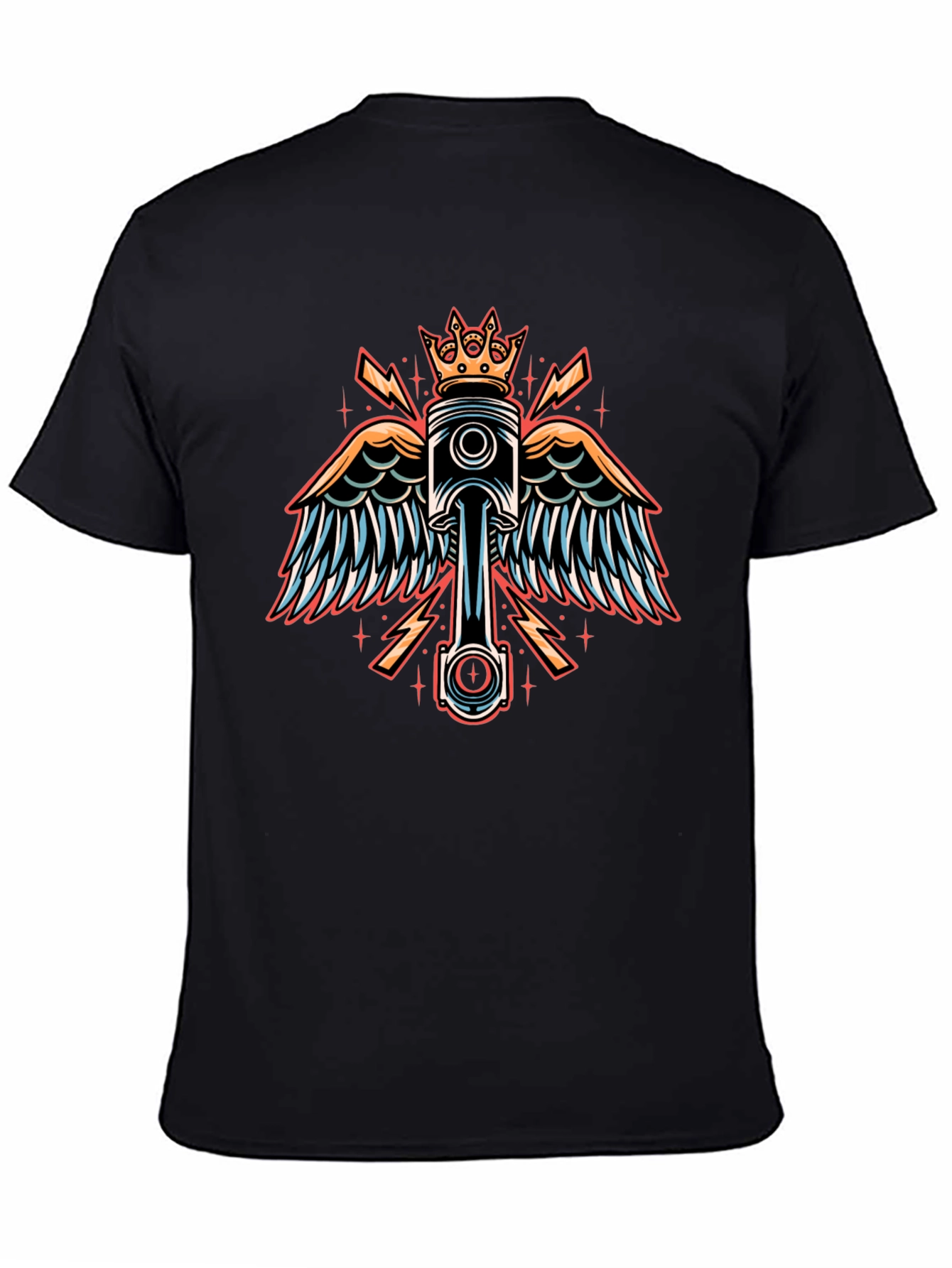 Winged Piston Crown Graphic Tee - Black