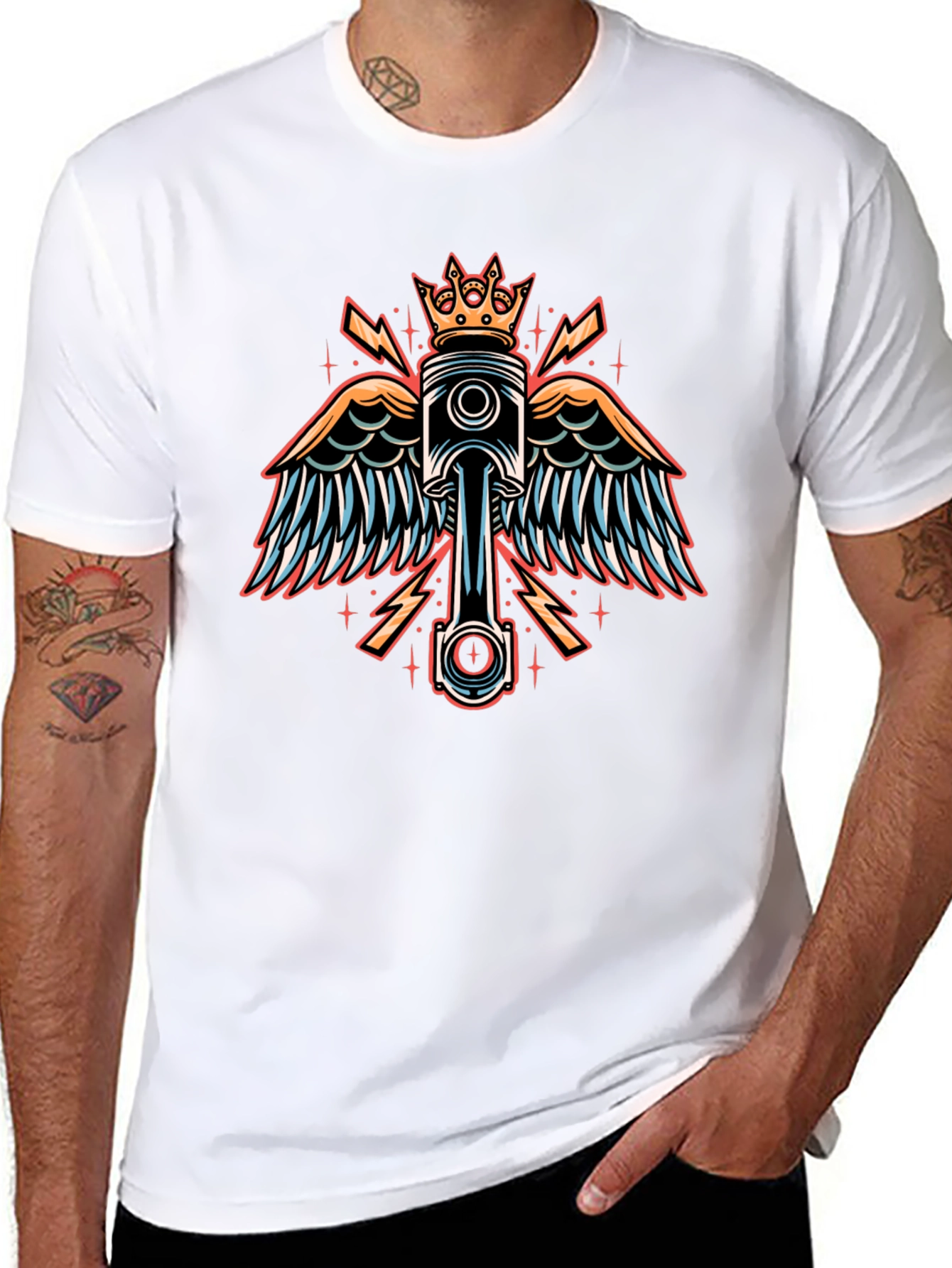 Winged Piston Crown Graphic Tee - Black