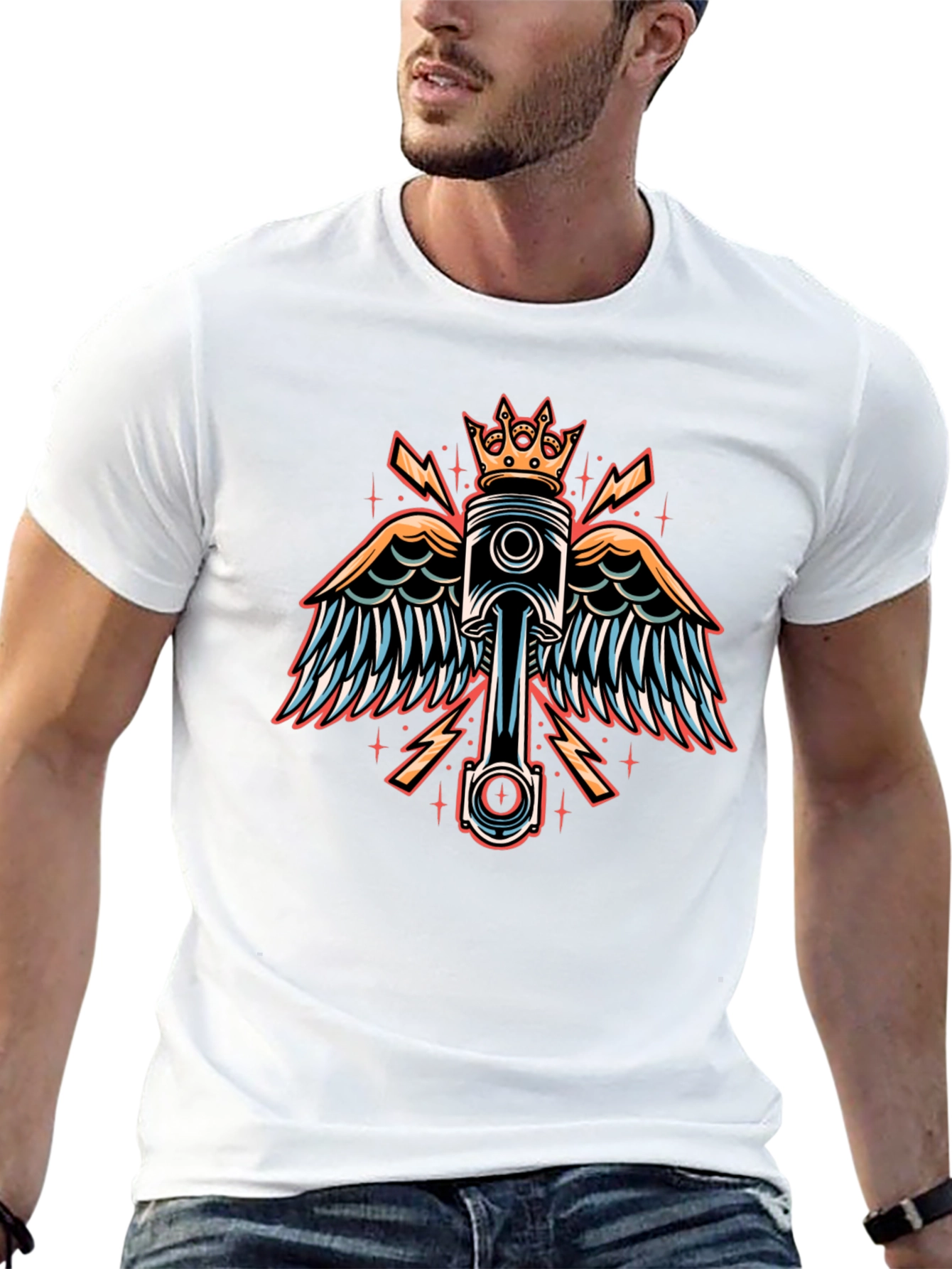 Winged Piston Crown Graphic Tee - Black