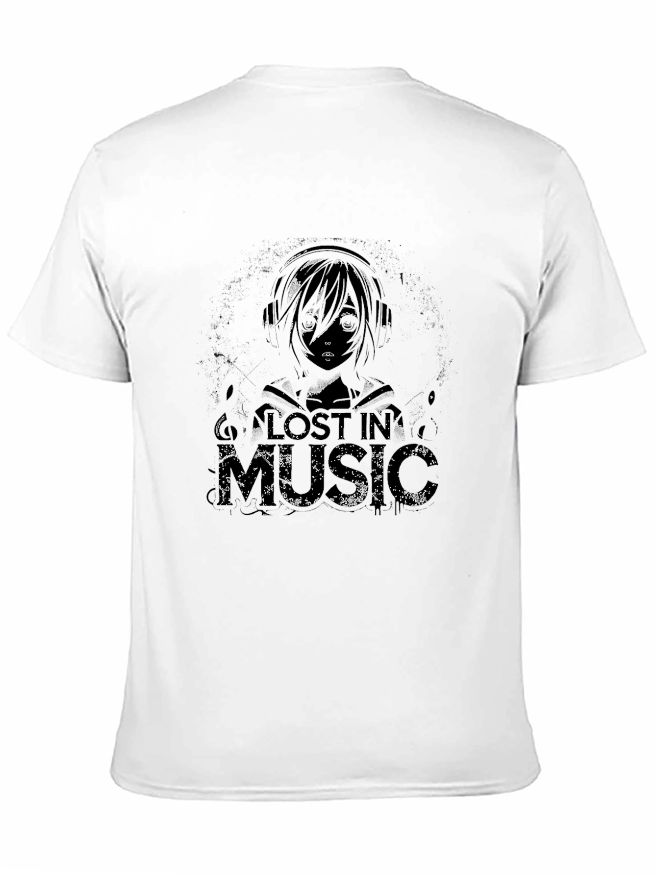 Lost In Music Graphic Tee - Black Cotton Blend