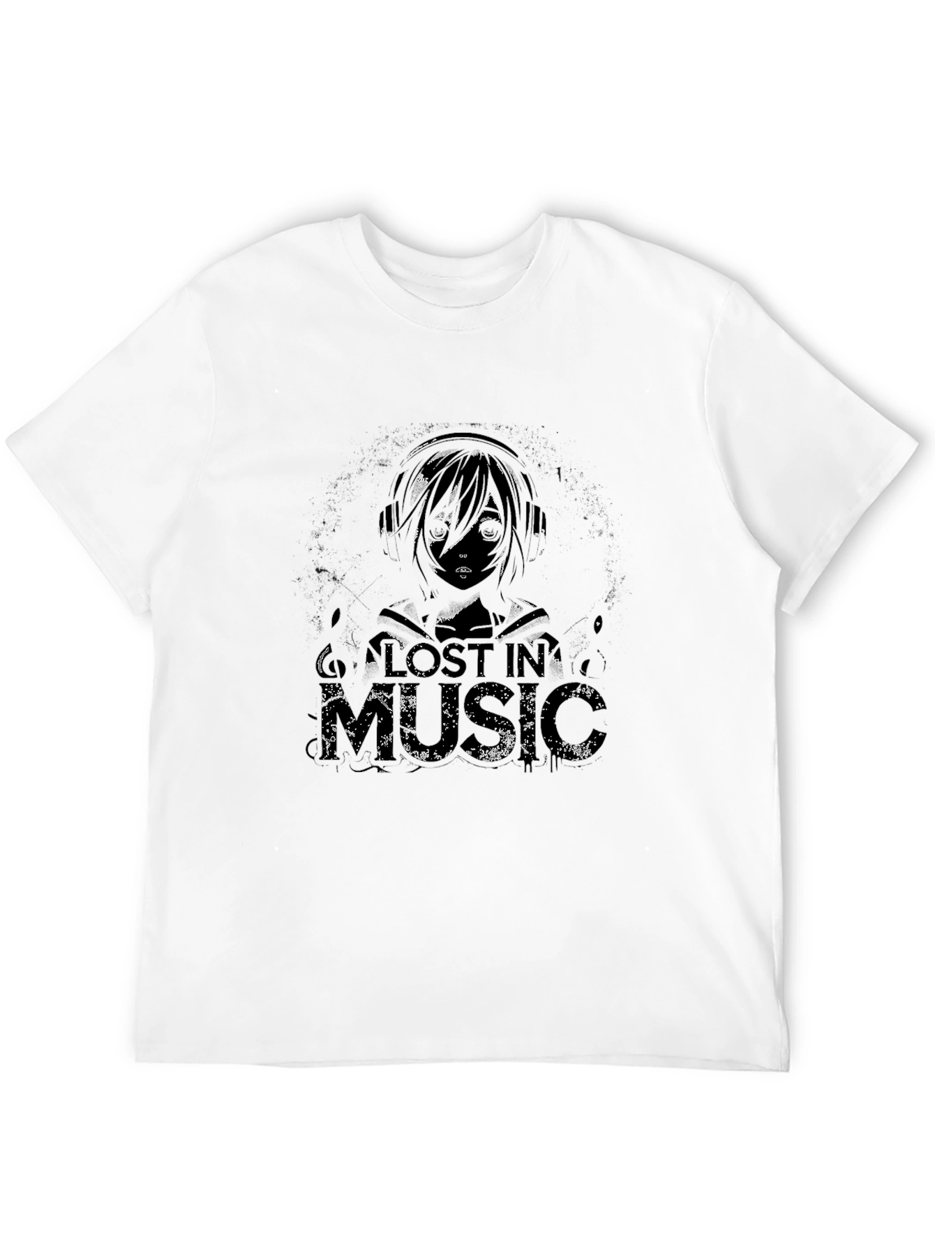 Lost In Music Graphic Tee - Black Cotton Blend