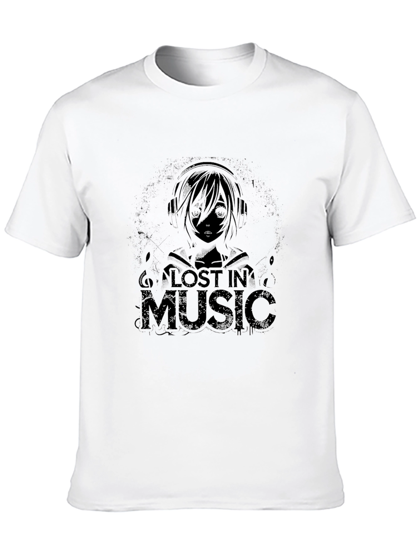 Lost In Music Graphic Tee - Black Cotton Blend