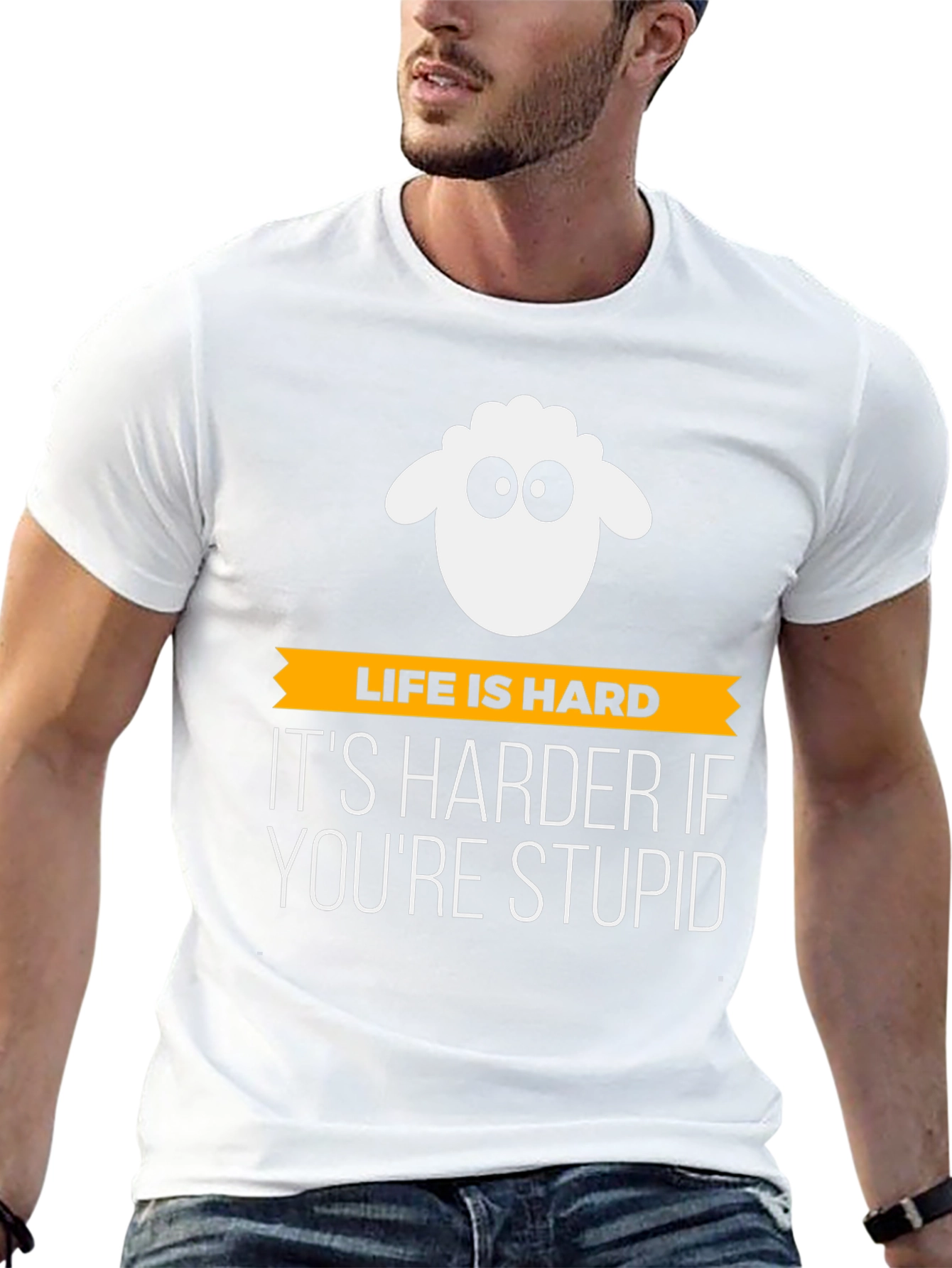 Life is Hard Stupid Sheep Graphic Tee - Black