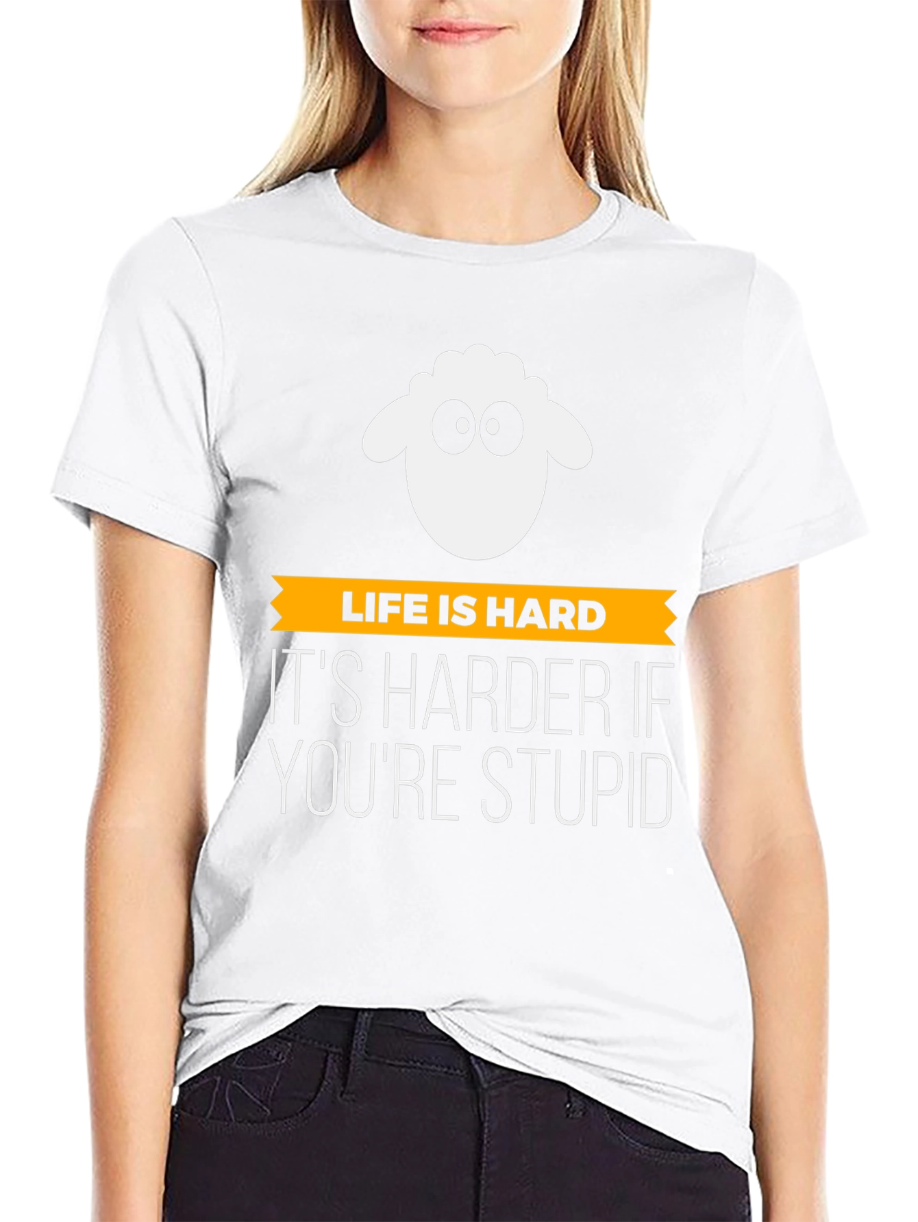 Life is Hard Stupid Sheep Graphic Tee - Black