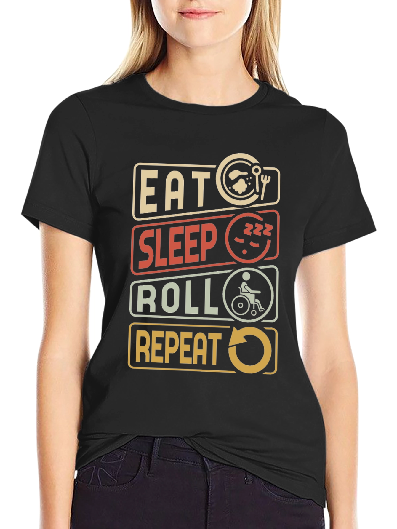 Eat Sleep Roll Repeat Graphic T-Shirt