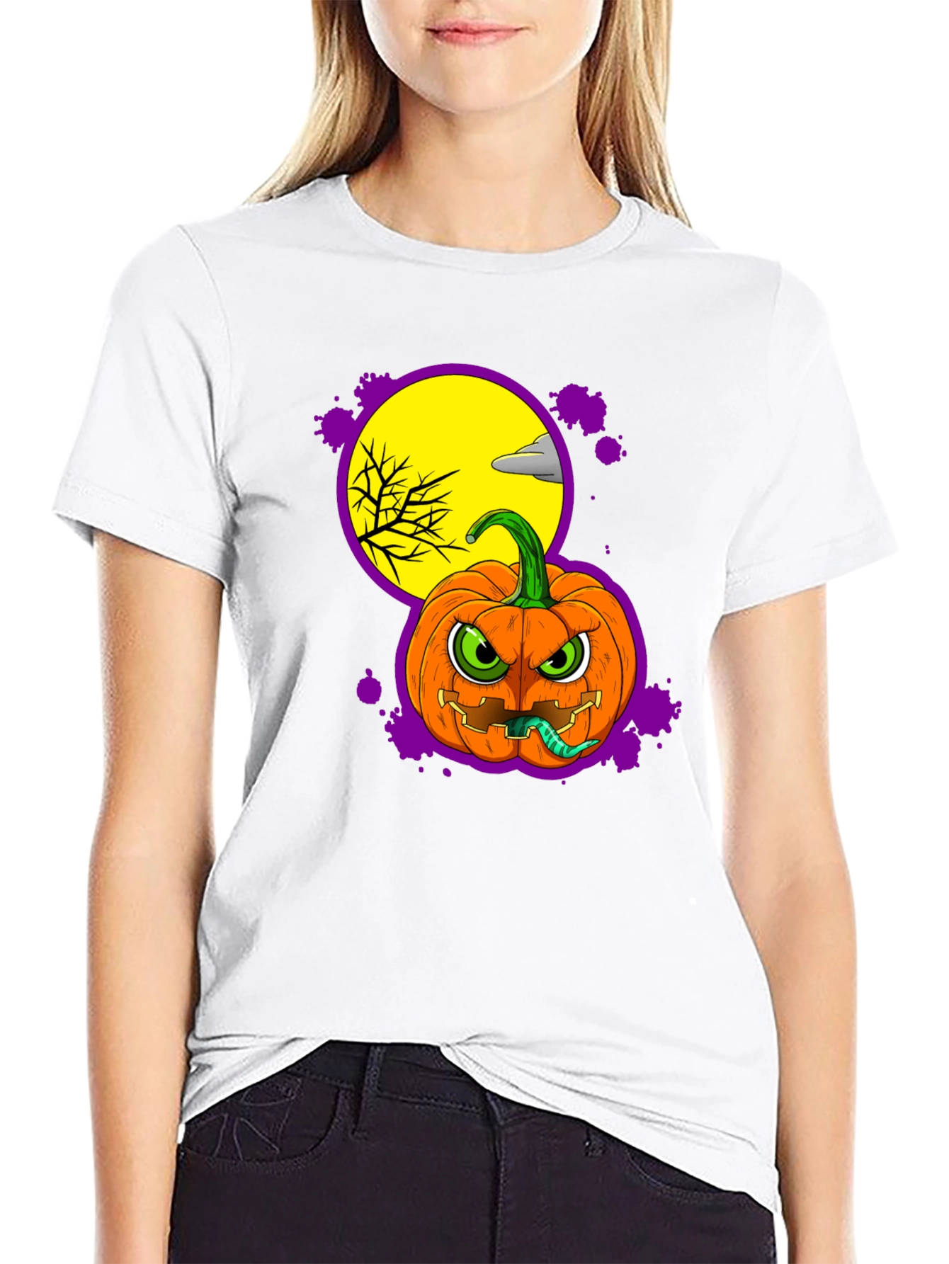 Halloween Pumpkin T-Shirt - Mens Black Graphic Tee
