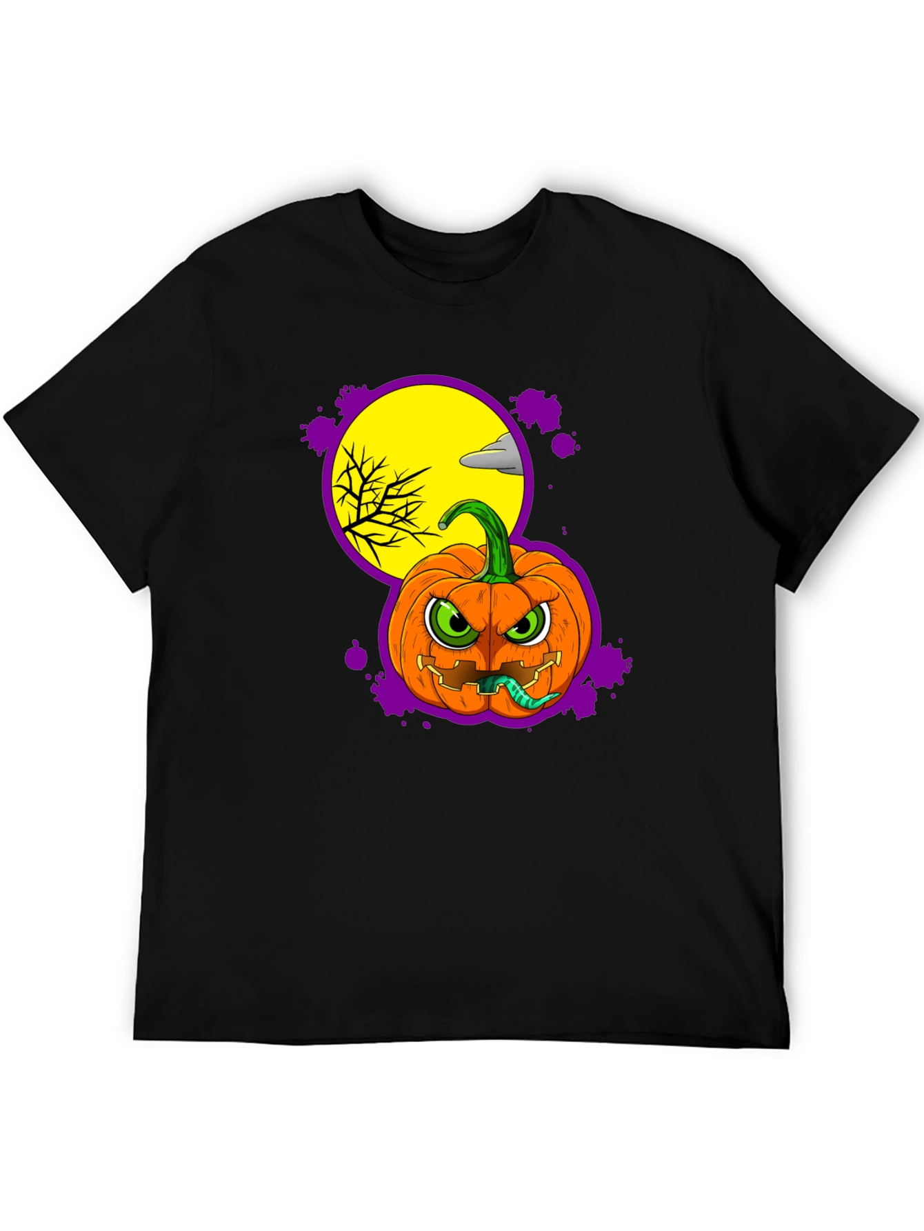 Halloween Pumpkin T-Shirt - Mens Black Graphic Tee
