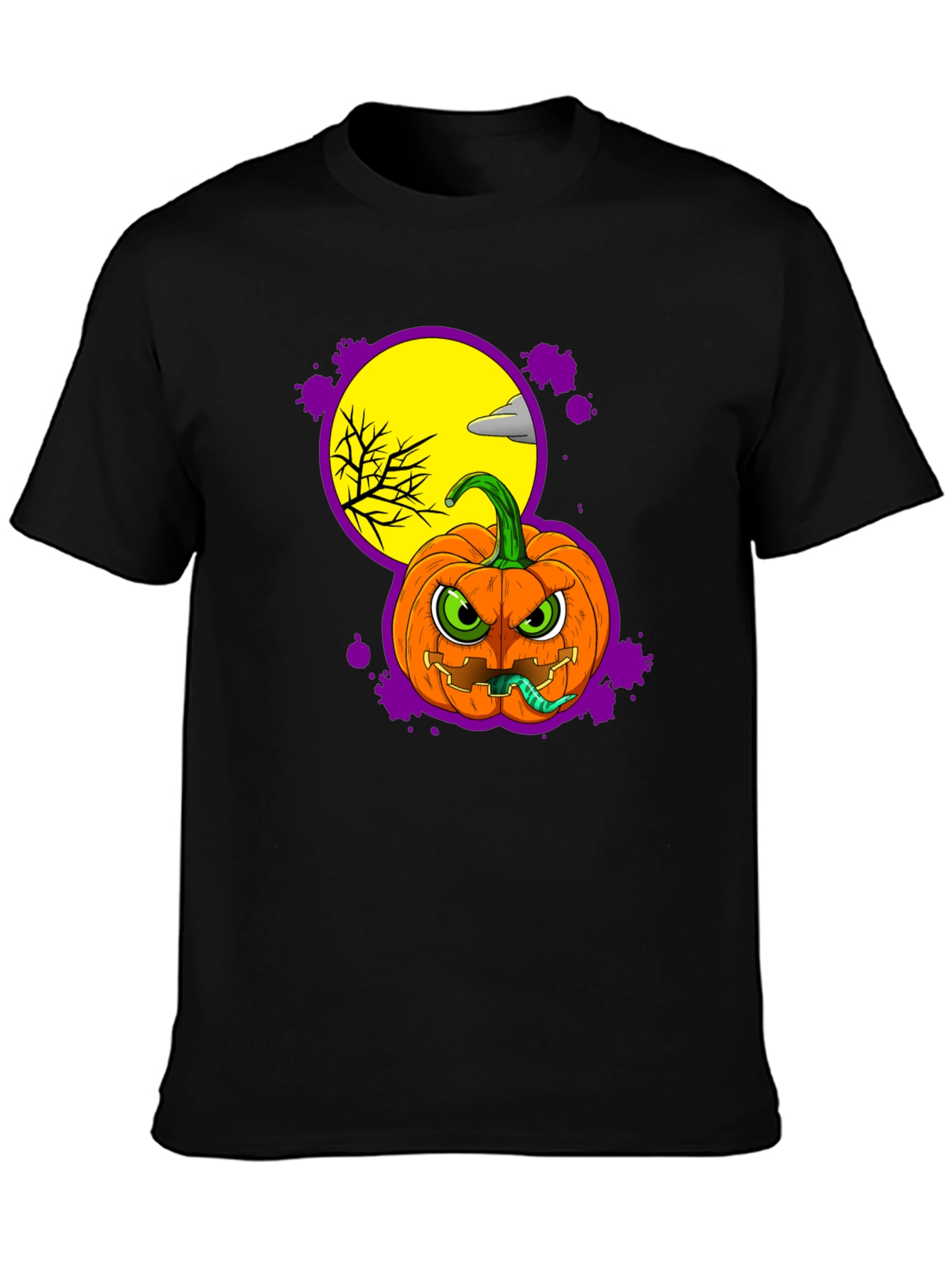 Halloween Pumpkin T-Shirt - Mens Black Graphic Tee