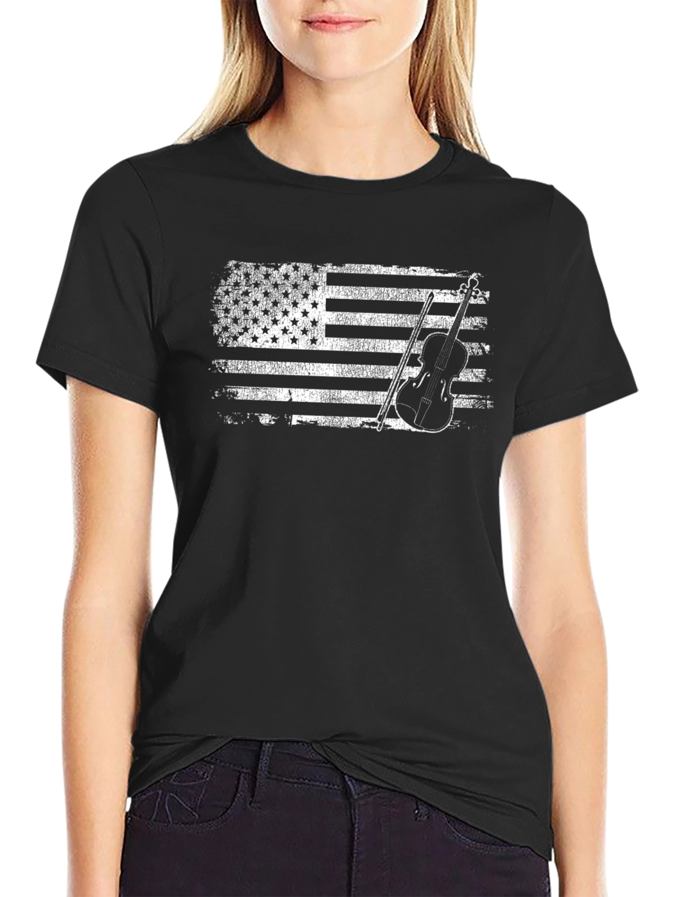 American Flag Violin T-Shirt