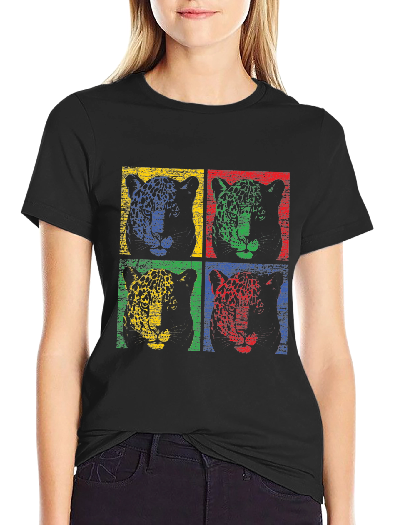 Retro Leopard Print Graphic T-Shirt