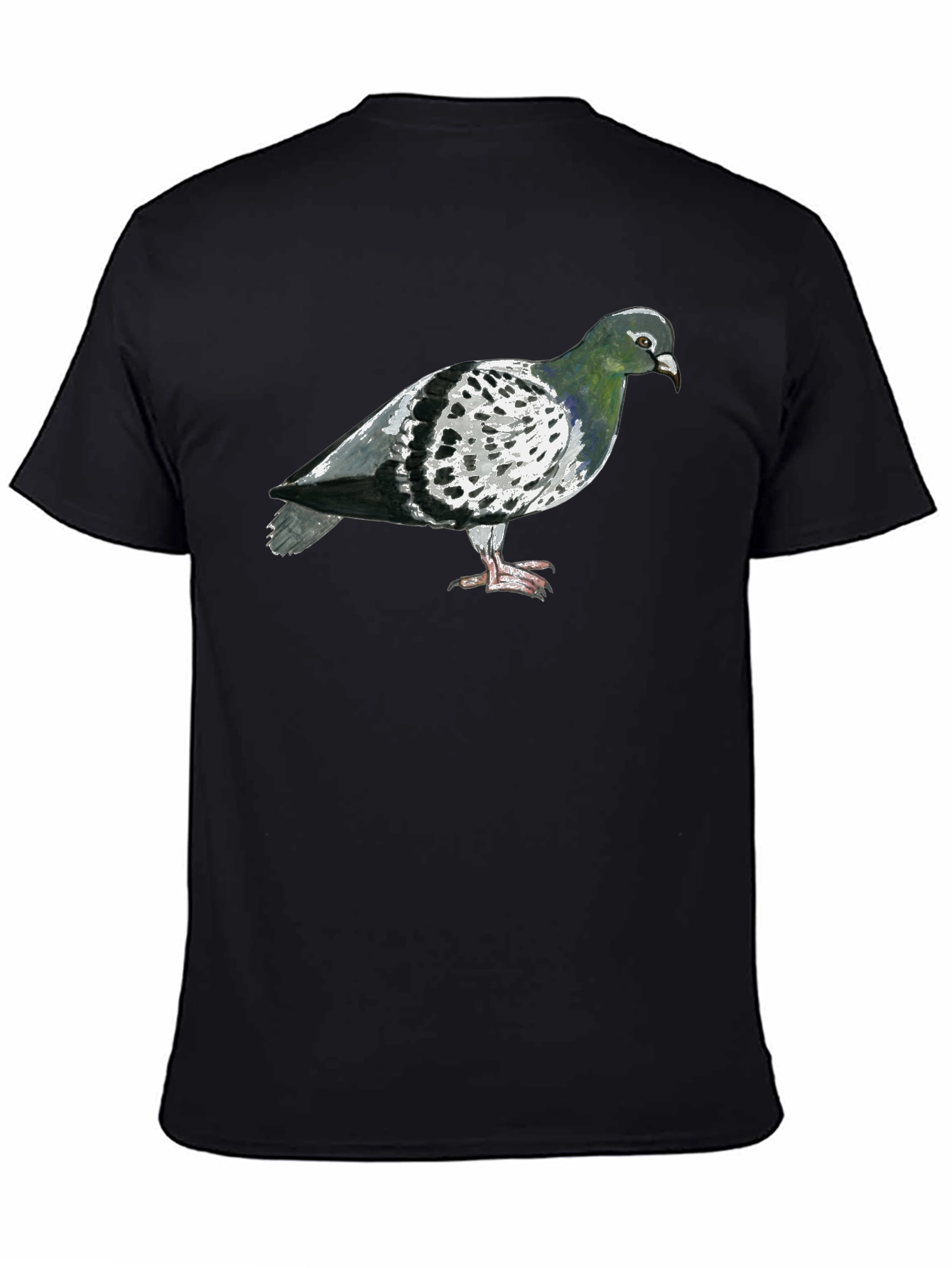 Pigeon Graphic T-Shirt - Black Crew Neck Tee