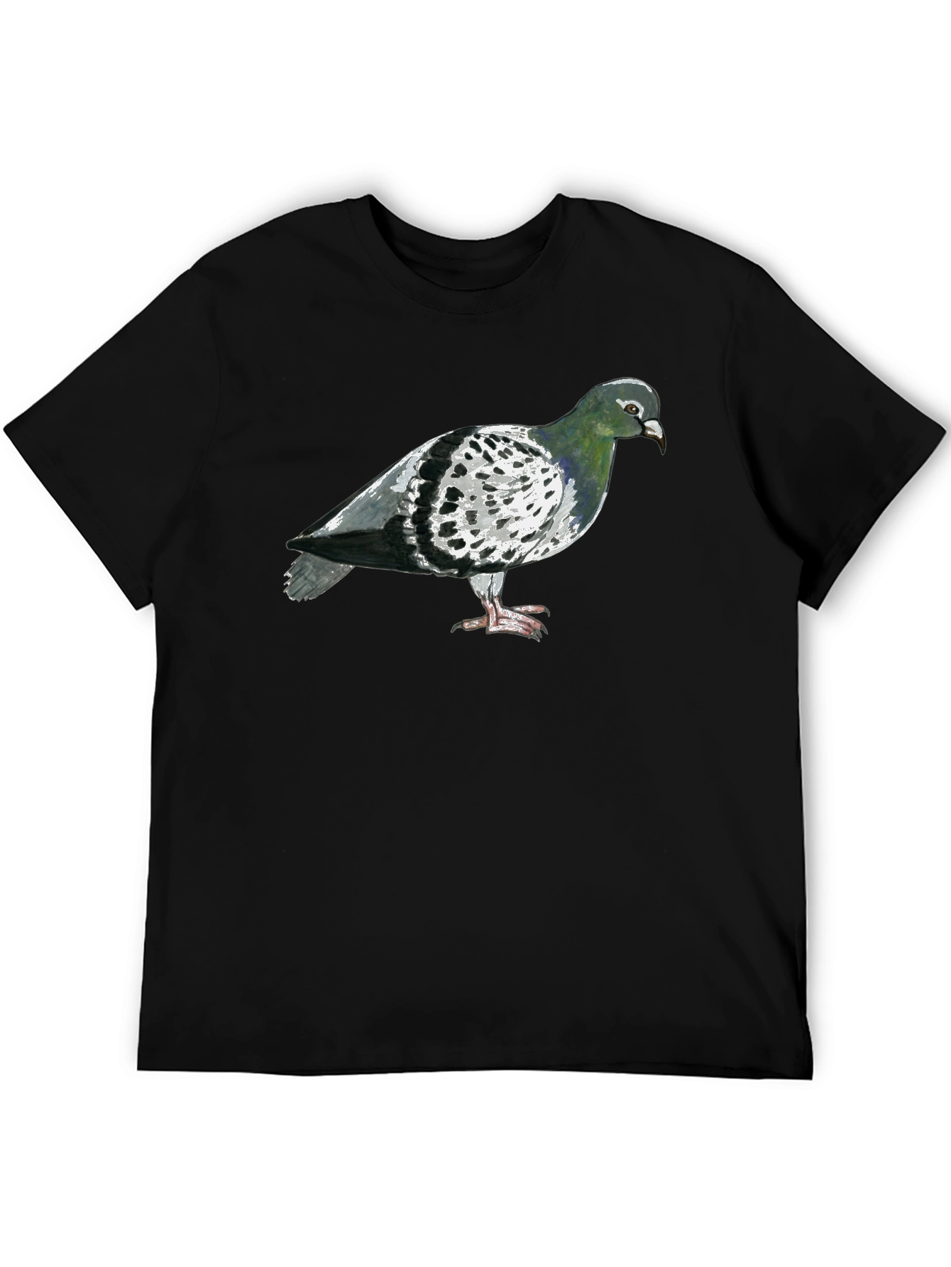 Pigeon Graphic T-Shirt - Black Crew Neck Tee