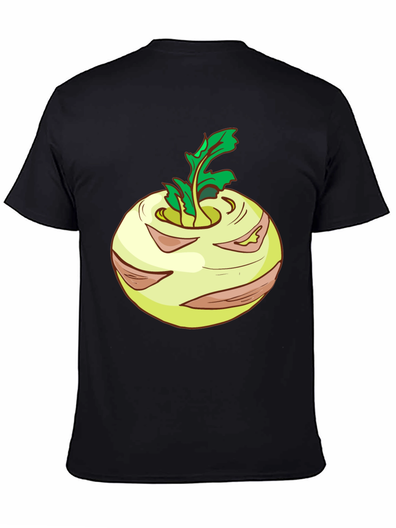 Kohlrabi Cartoon Black T-Shirt