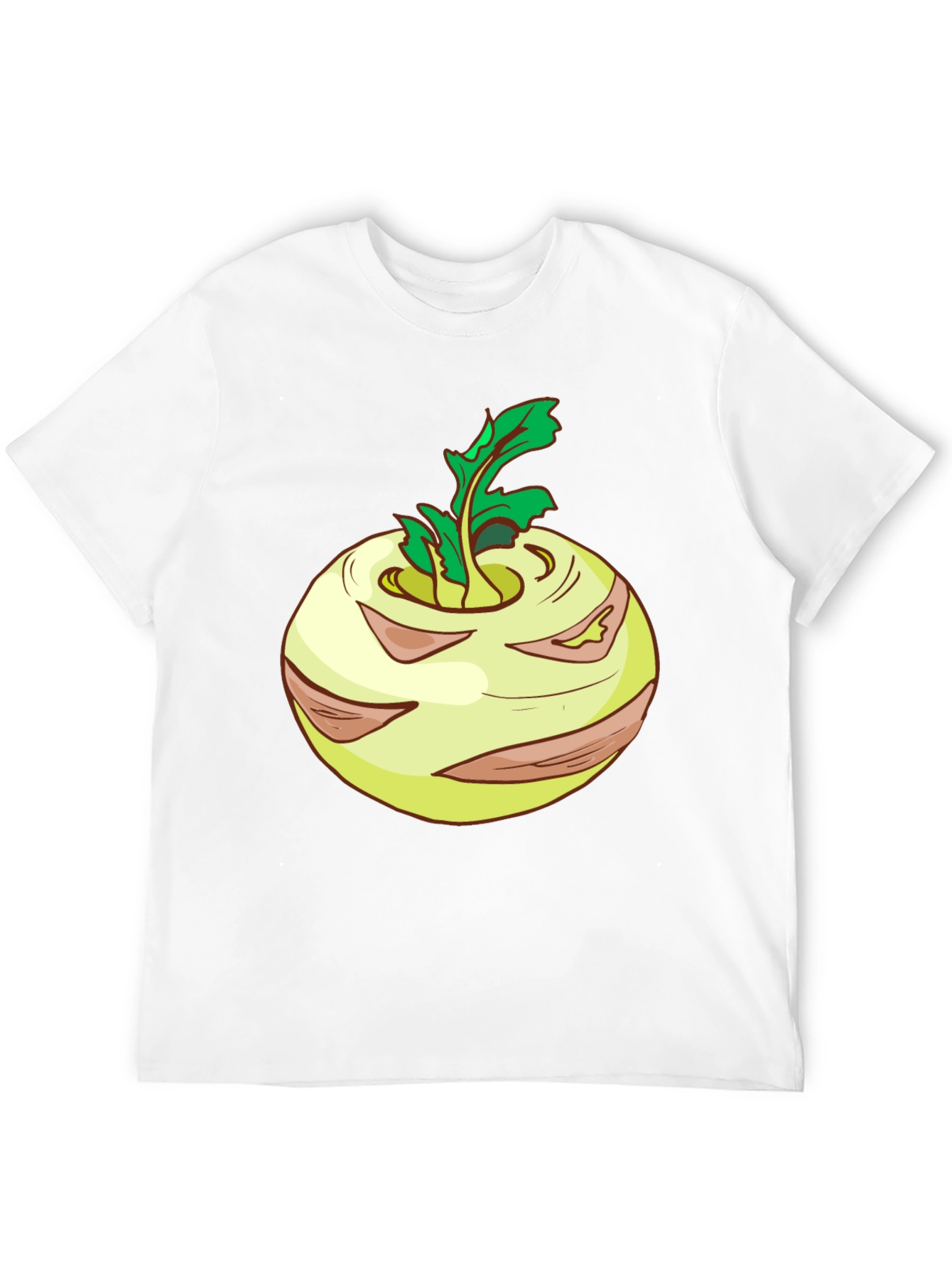 Kohlrabi Cartoon Black T-Shirt