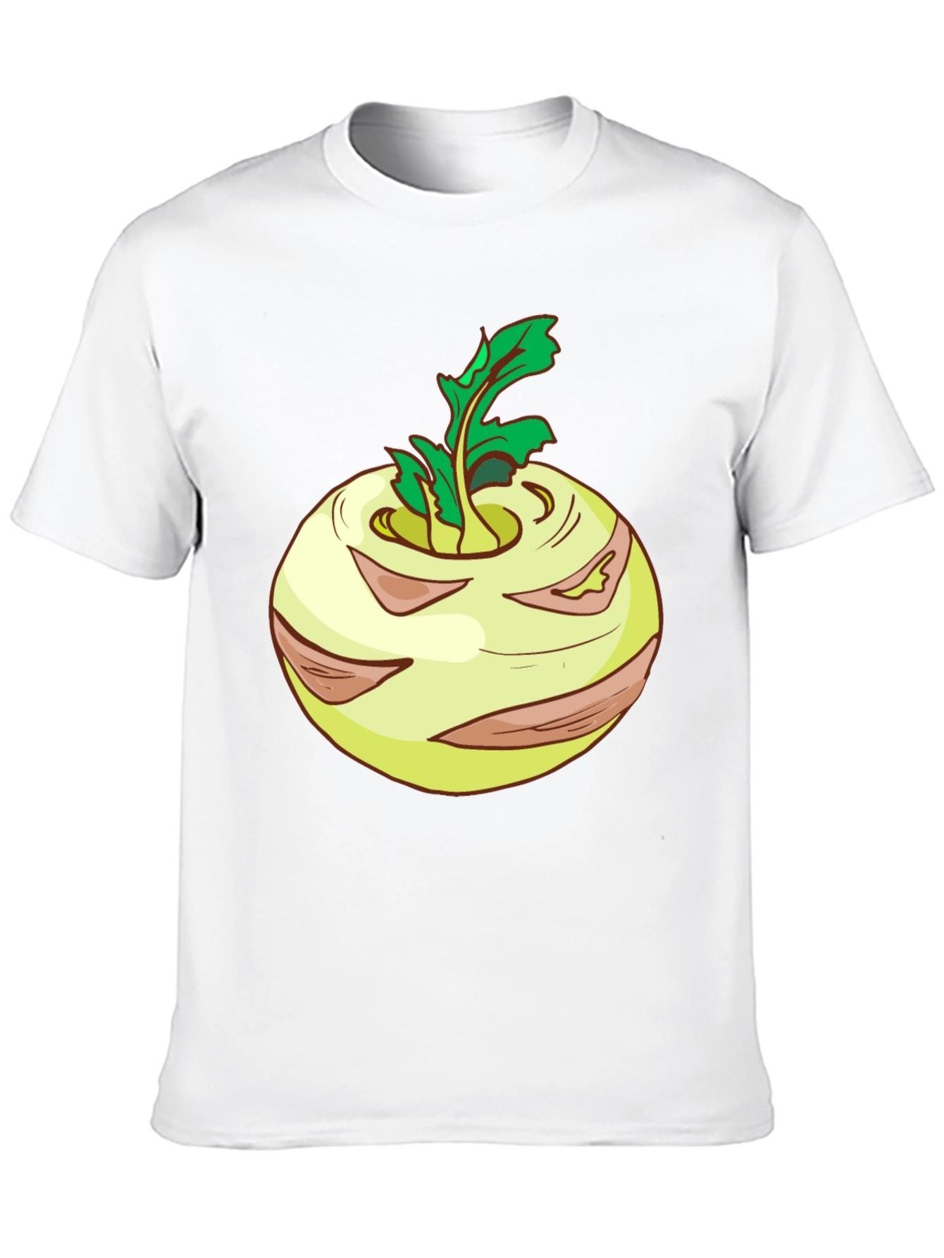 Kohlrabi Cartoon Black T-Shirt