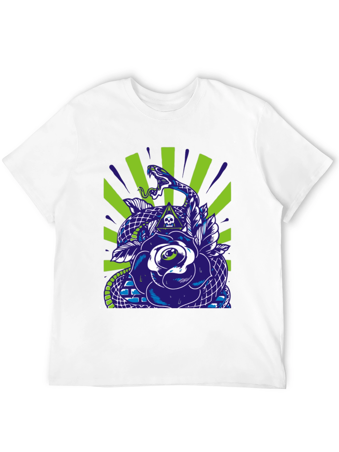 Snake & Rose Graphic Print Black T-Shirt