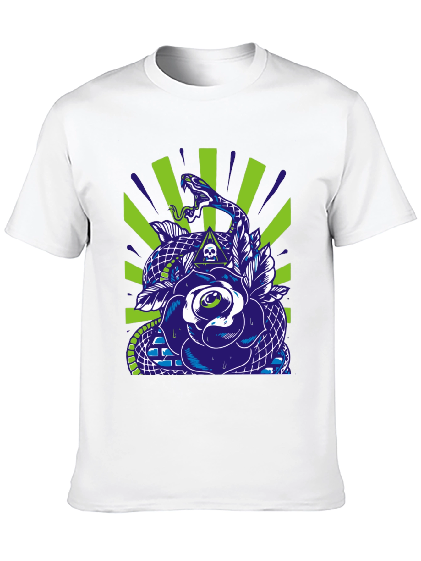 Snake & Rose Graphic Print Black T-Shirt
