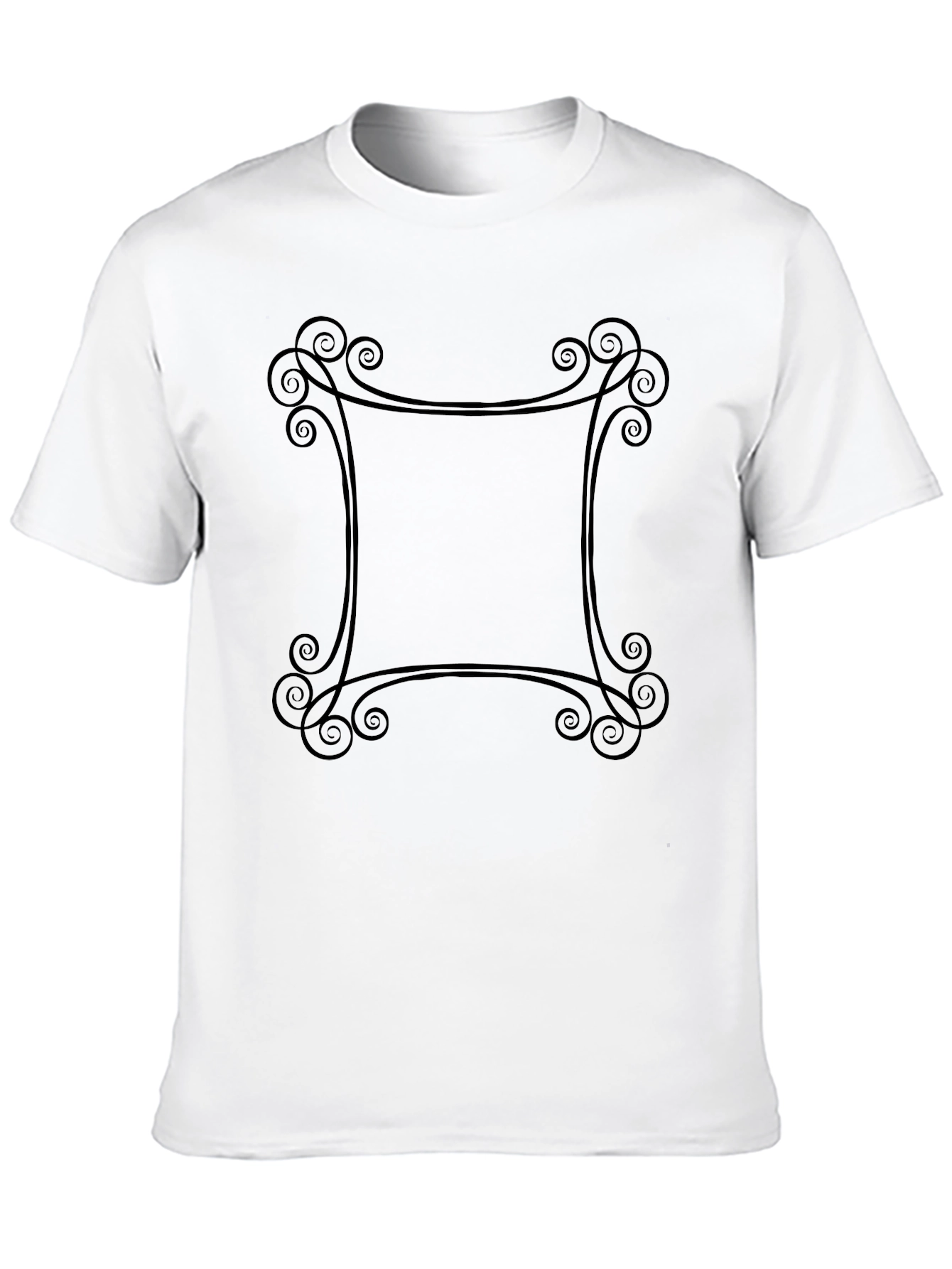 Elegant Swirl Frame Black T-Shirt