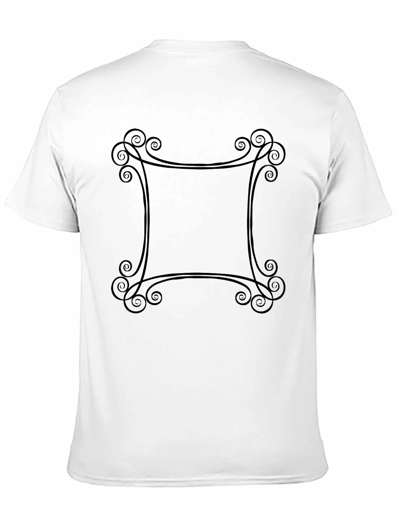 Elegant Swirl Frame Black T-Shirt