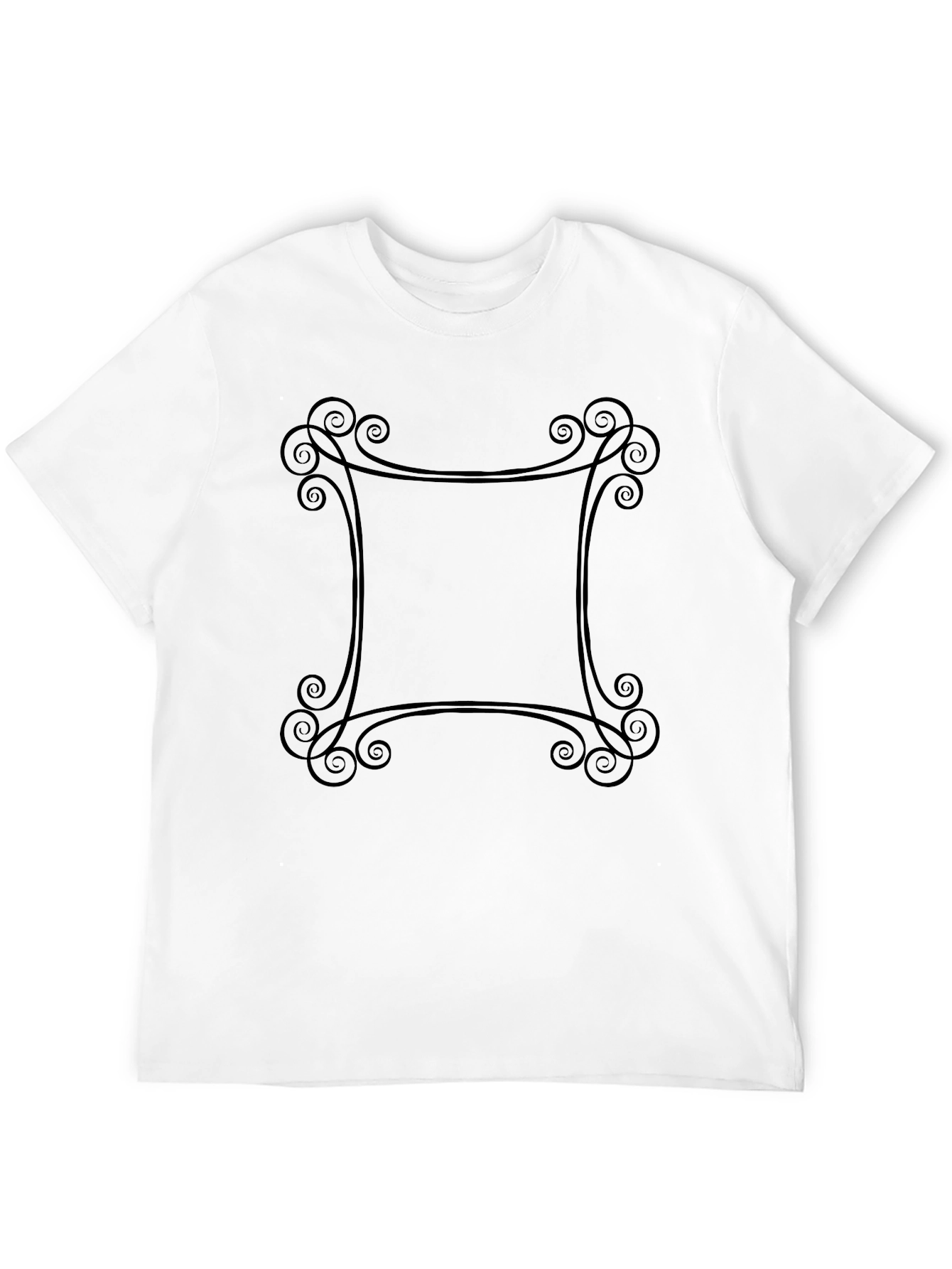 Elegant Swirl Frame Black T-Shirt