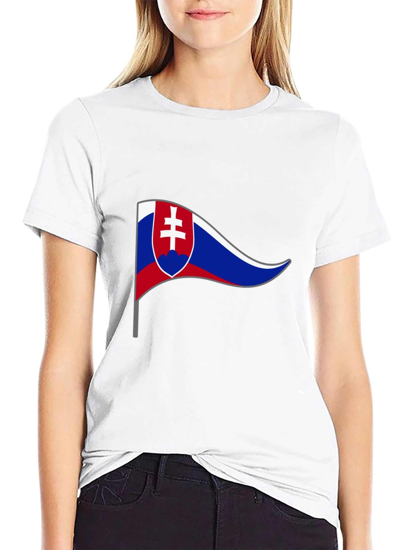 Slovakian Flag Graphic T-Shirt - Black Cotton Tee