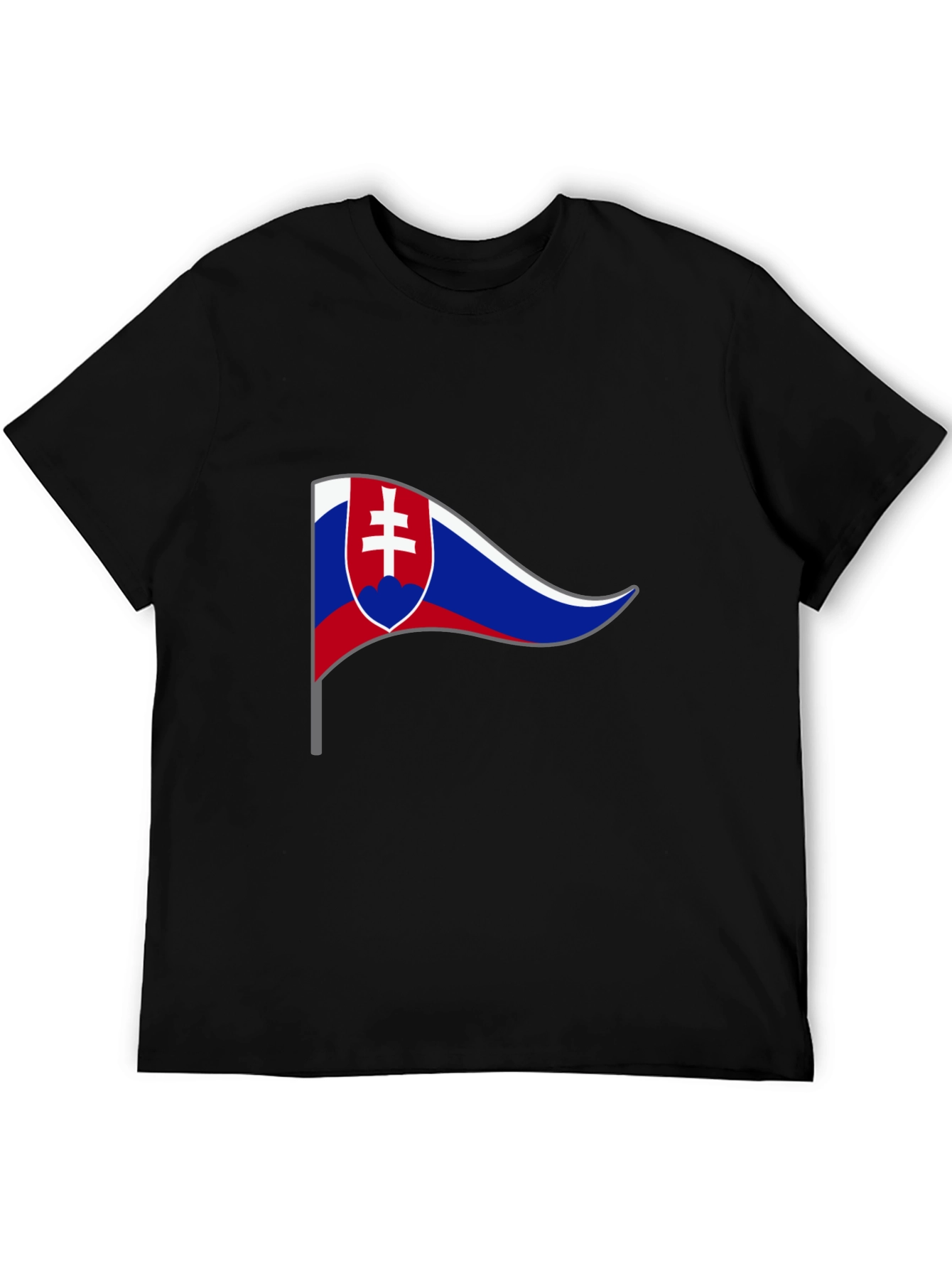 Slovakian Flag Graphic T-Shirt - Black Cotton Tee