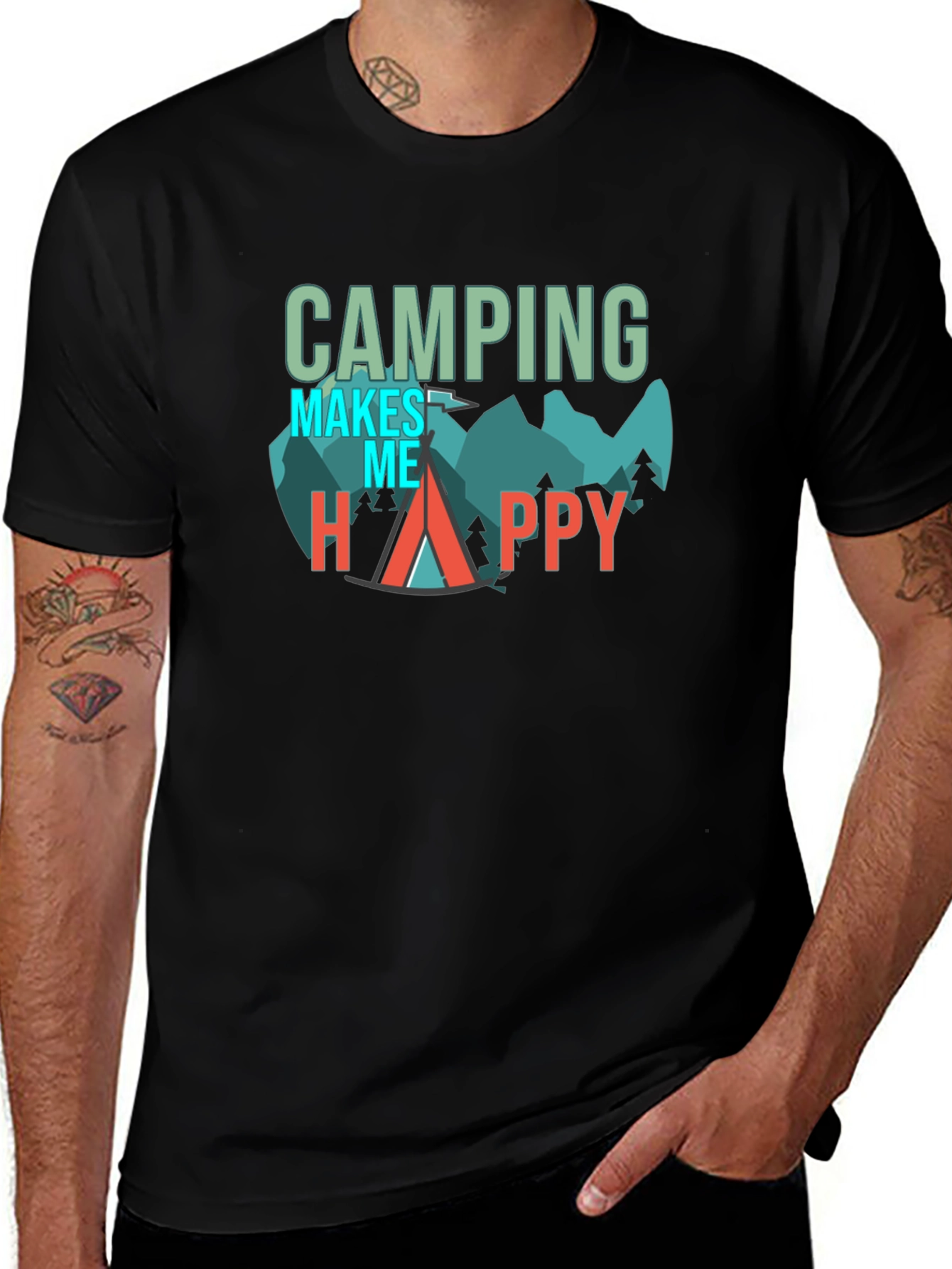 Camping Makes Me Happy Graphic Tee