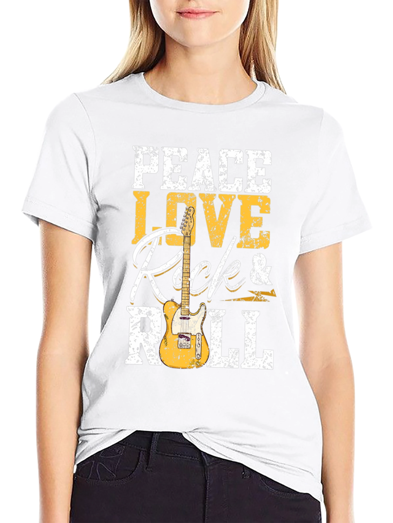 Peace Love Rock & Roll Graphic T-Shirt