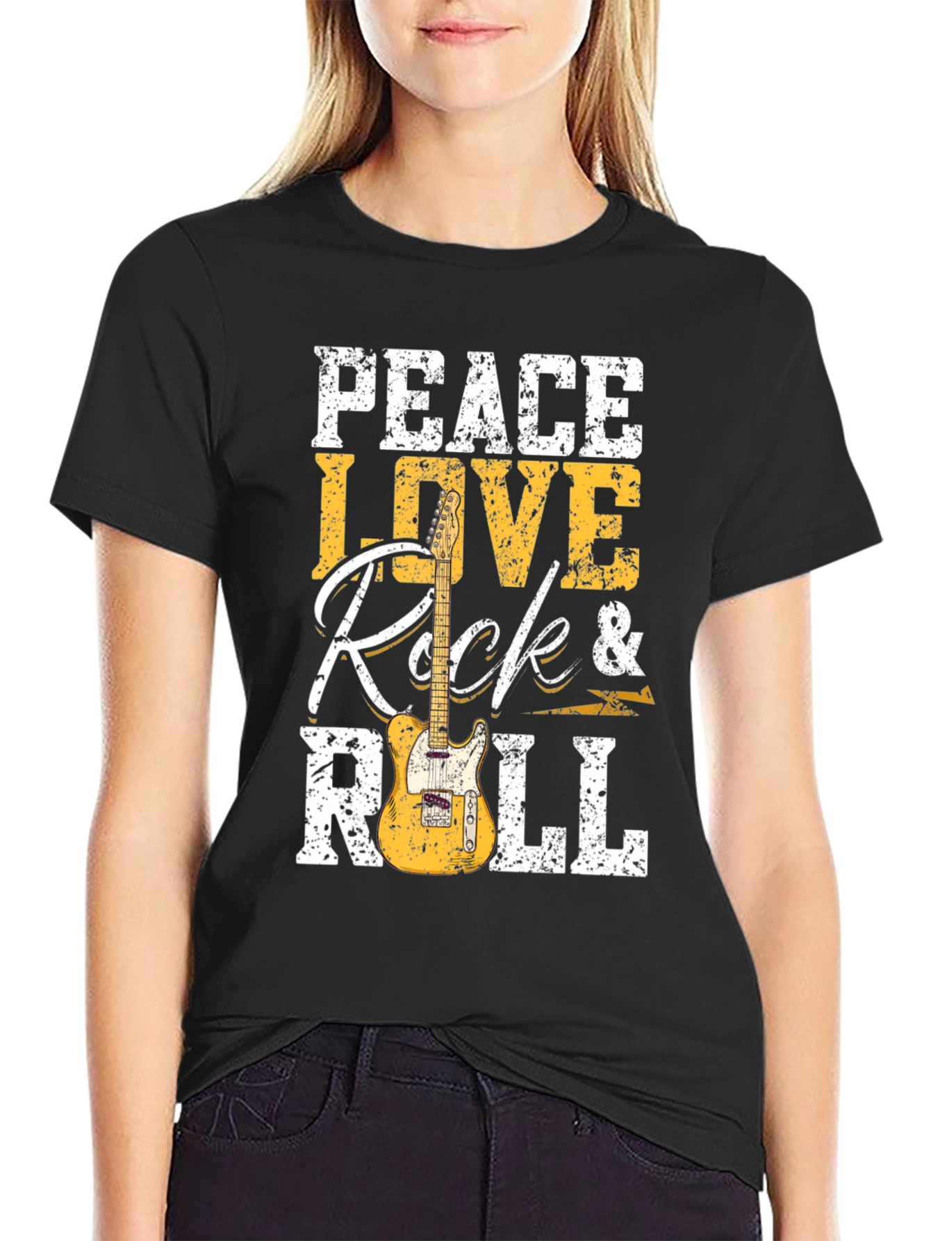 Peace Love Rock & Roll Graphic T-Shirt