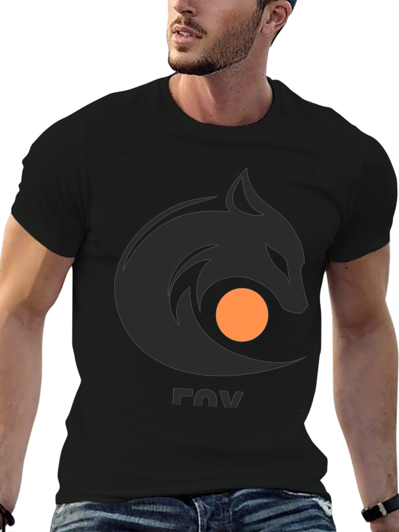 Stylish Black Tee with Abstract Fox Graphic
