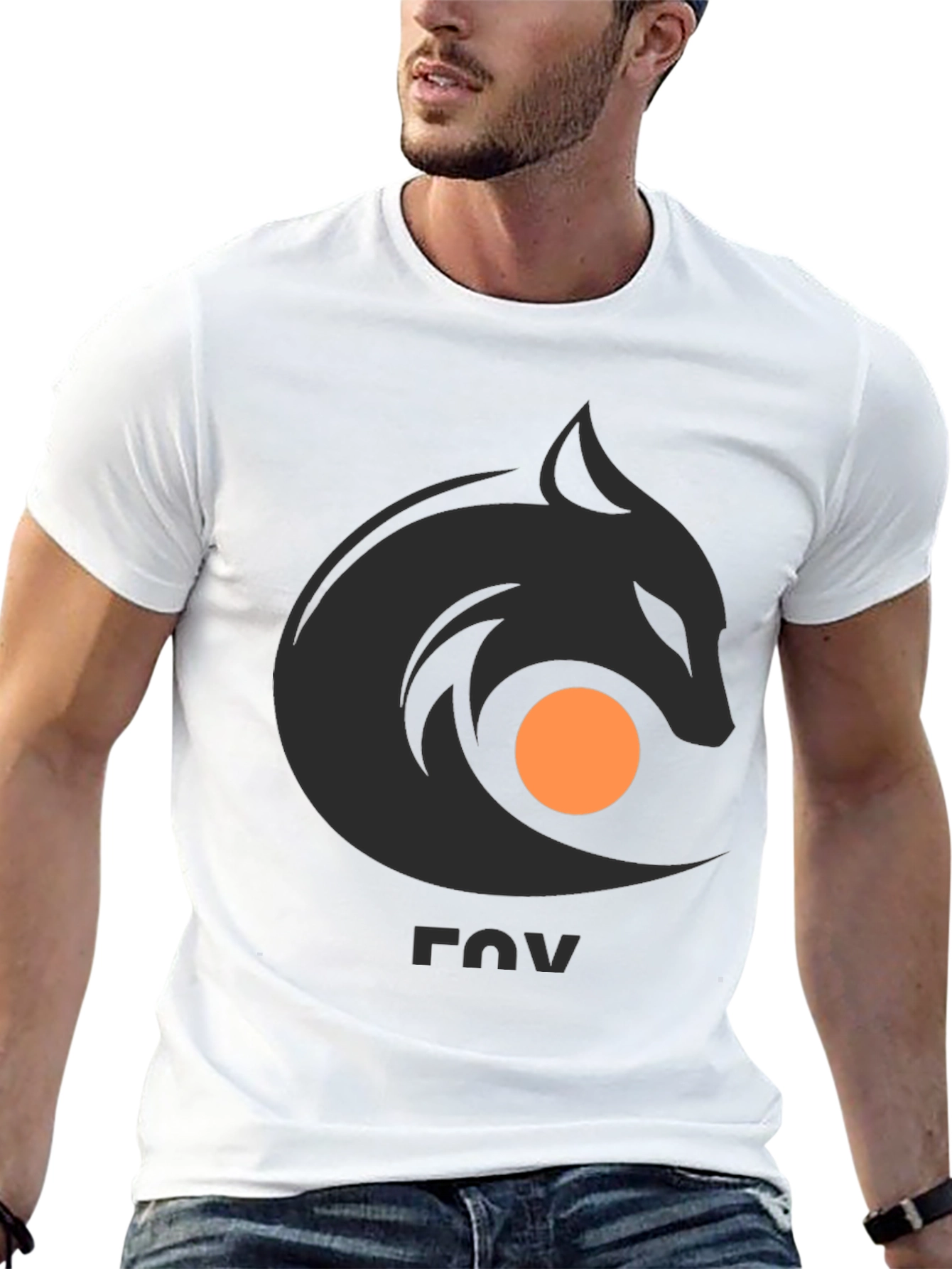 Stylish Black Tee with Abstract Fox Graphic