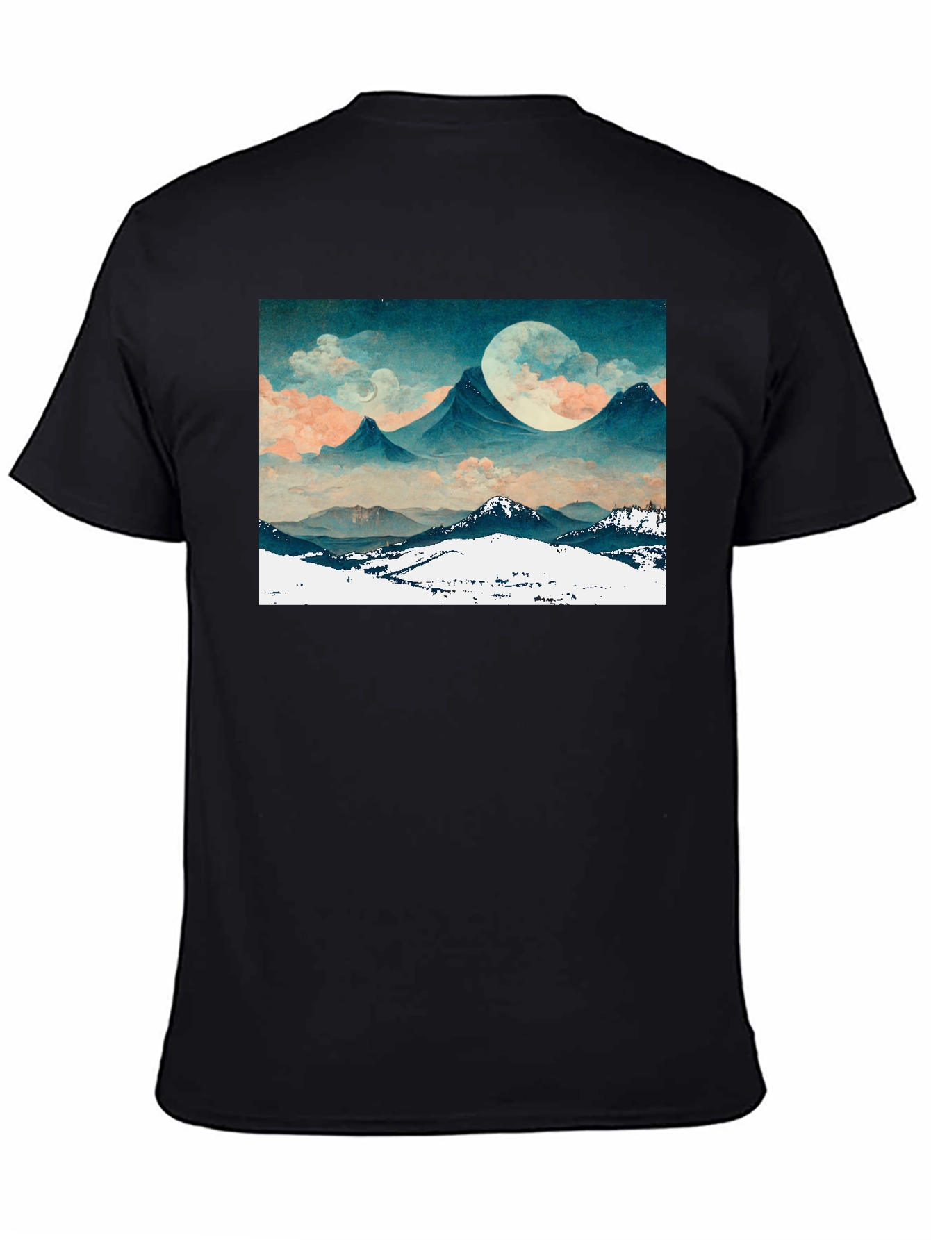 Mountain Moonscape Graphic Tee - Black Unisex