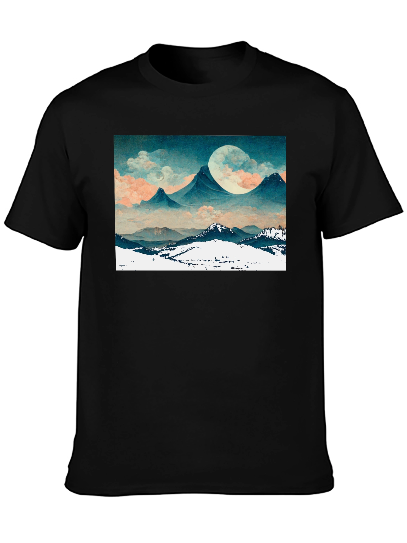 Mountain Moonscape Graphic Tee - Black Unisex