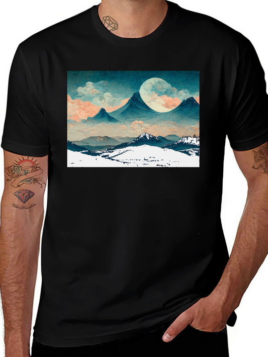 Mountain Moonscape Graphic Tee - Black Unisex