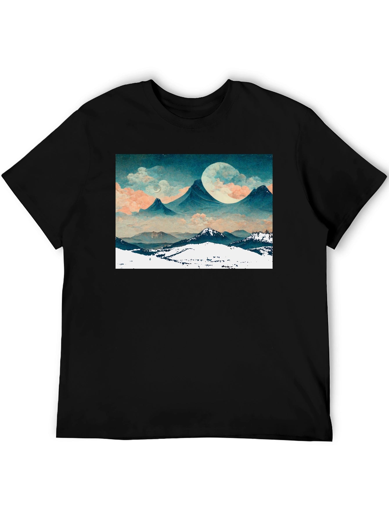 Mountain Moonscape Graphic Tee - Black Unisex