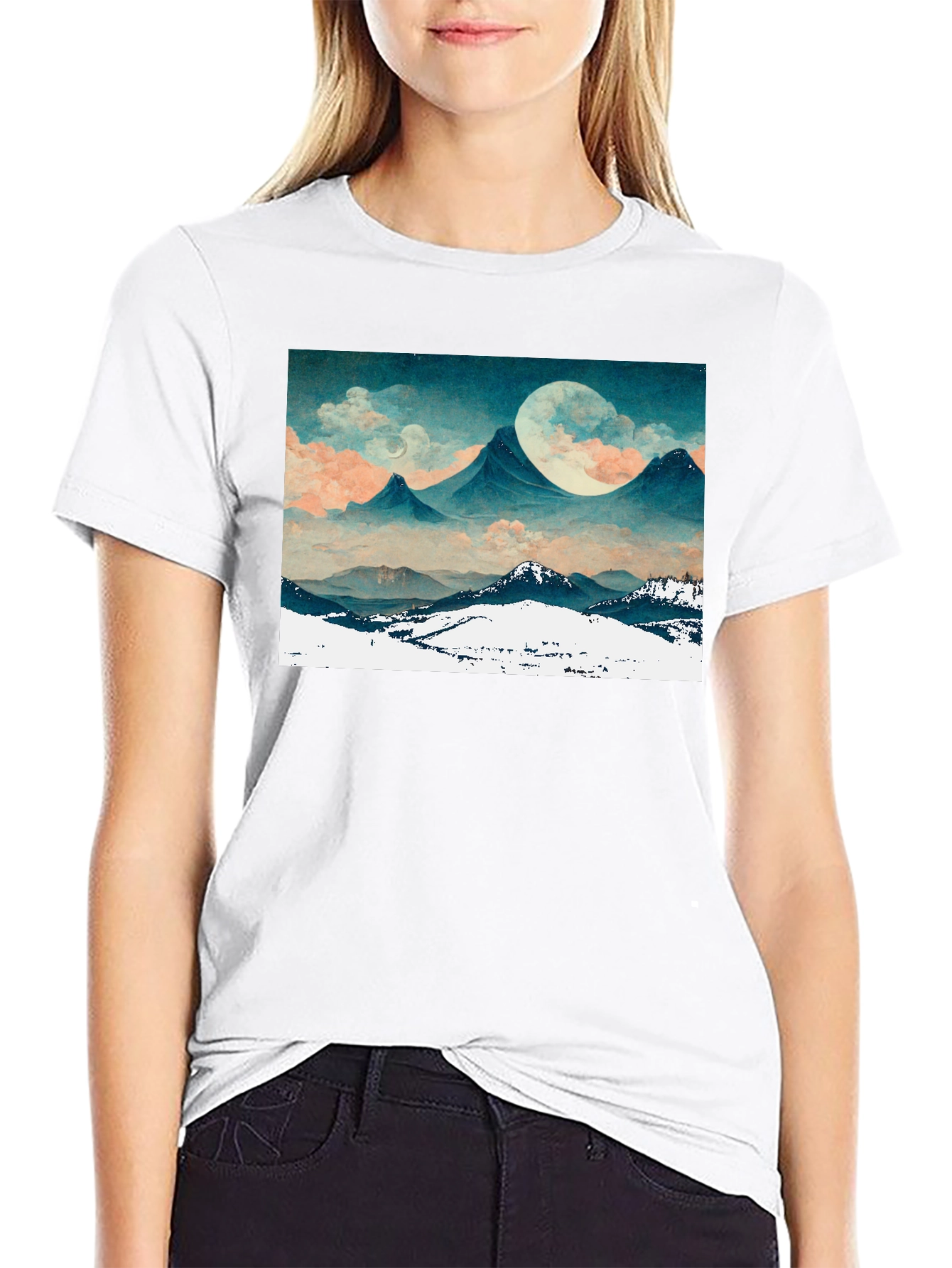 Mountain Moonscape Graphic Tee - Black Unisex