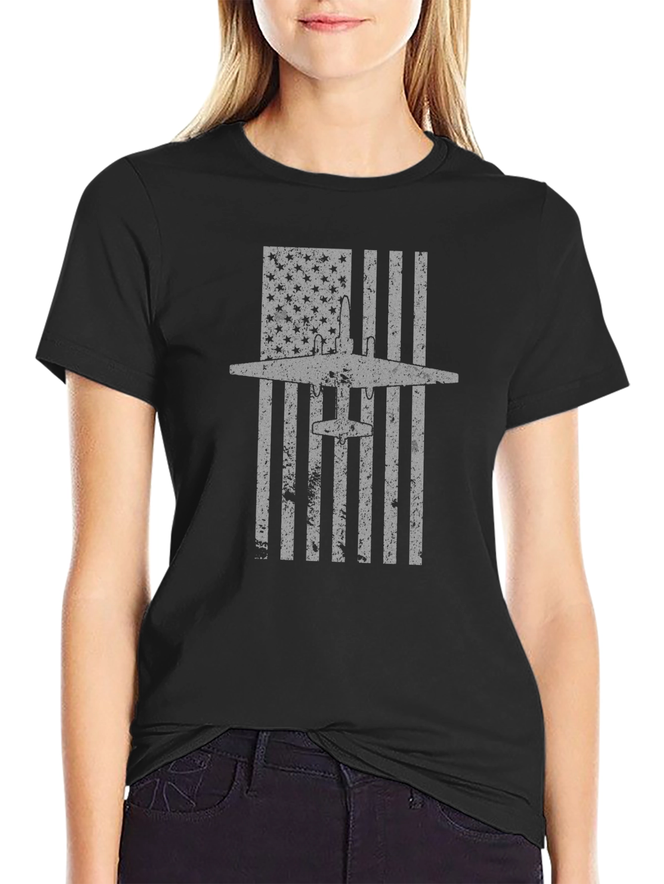 Distressed American Flag Airplane T-Shirt
