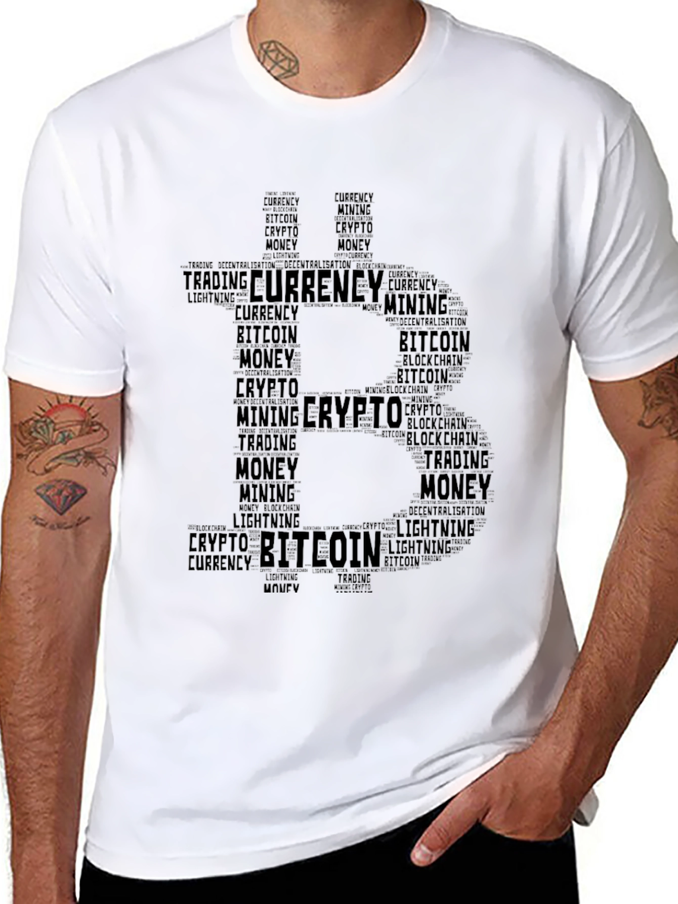 Bitcoin Crypto Word Art T-Shirt