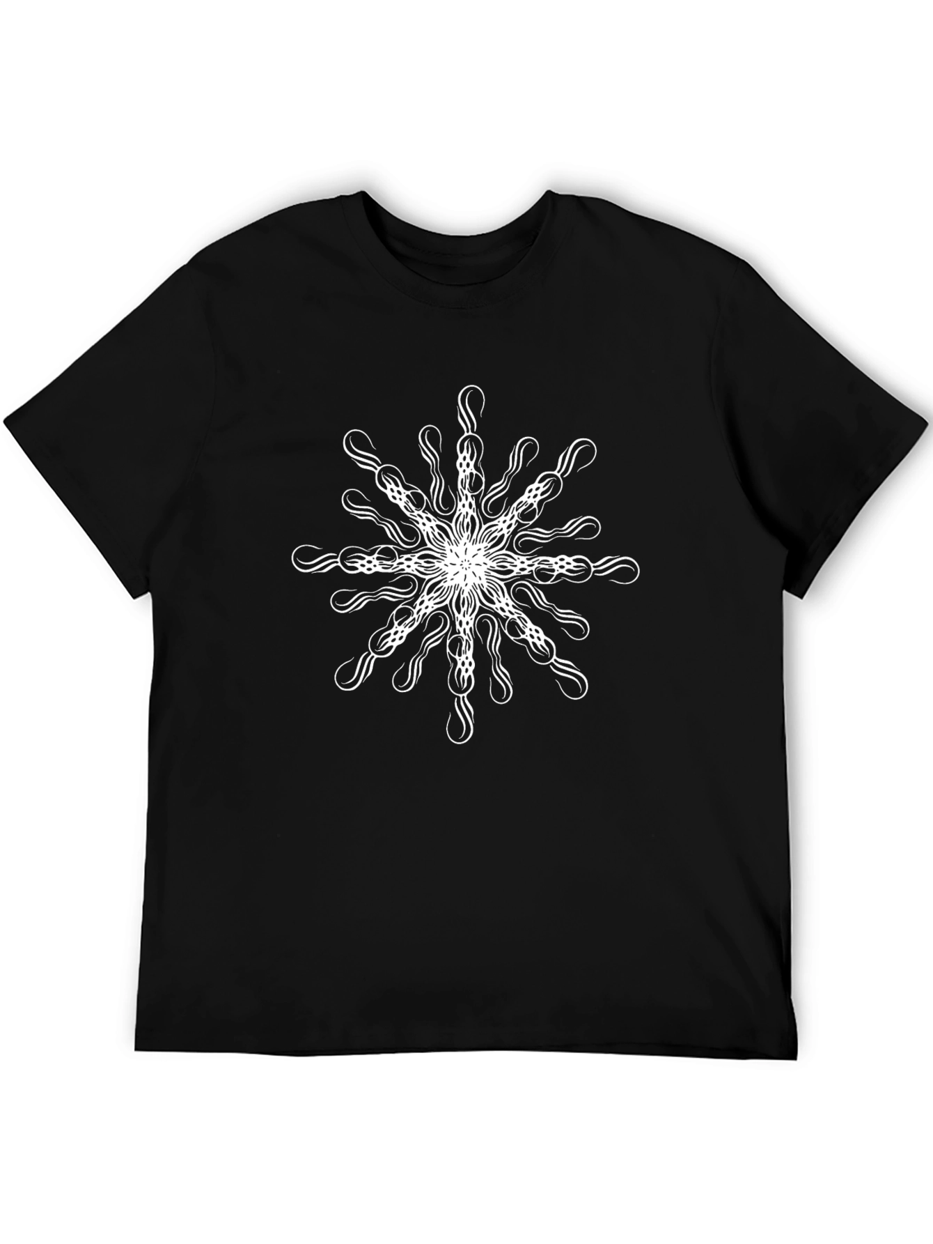Black Tee with White Mandala Print
